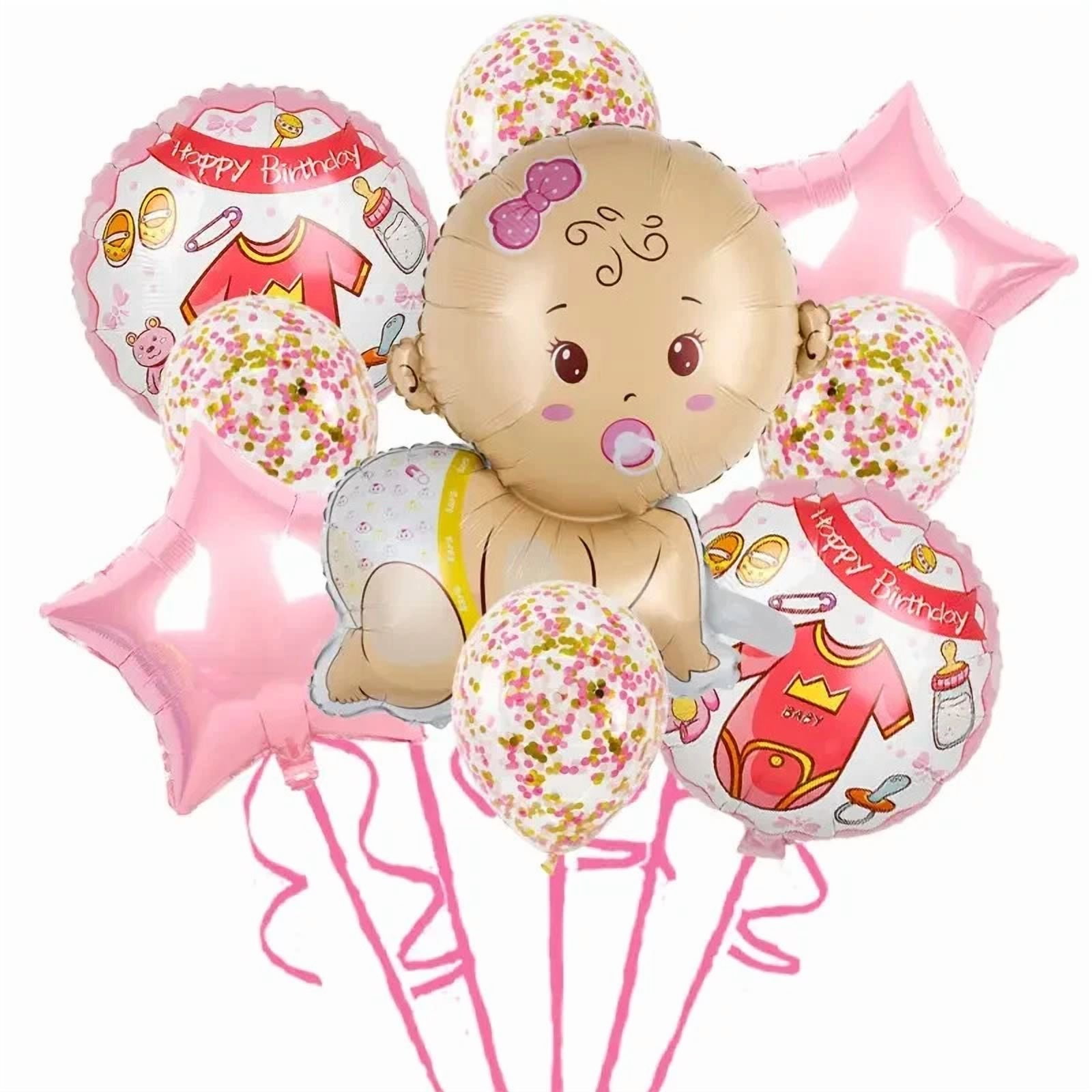 KLYNE Foil Balloon Set for Baby Shower and Gender Reveal Party (Pink, 9 Pieces) iqoys