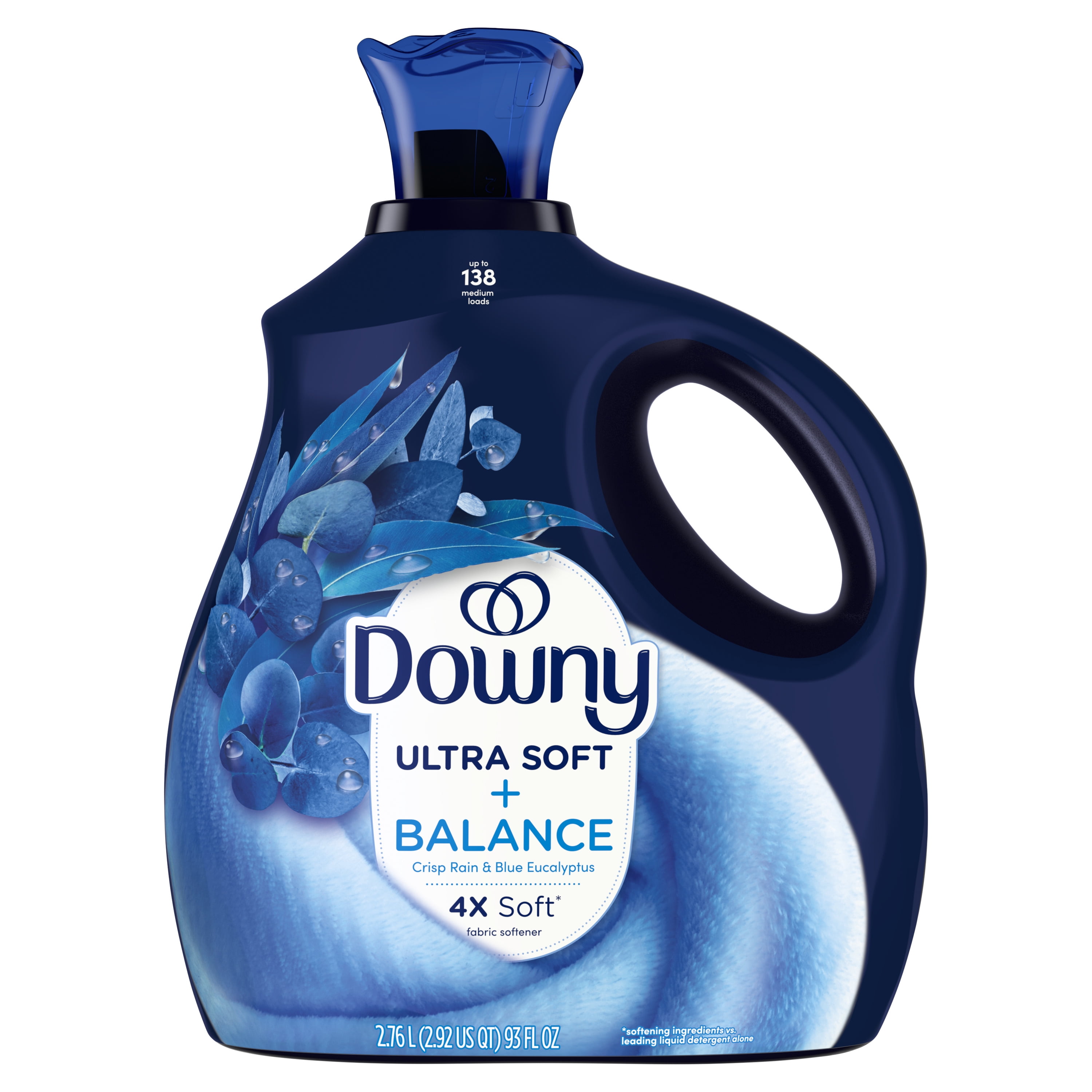 Downy Ultra Soft Liquid Fabric Softener, Crisp Rain & Blue Eucalyptus Scent, Long-Lasting Freshness (Blue, 93 fl oz) 8mmqf