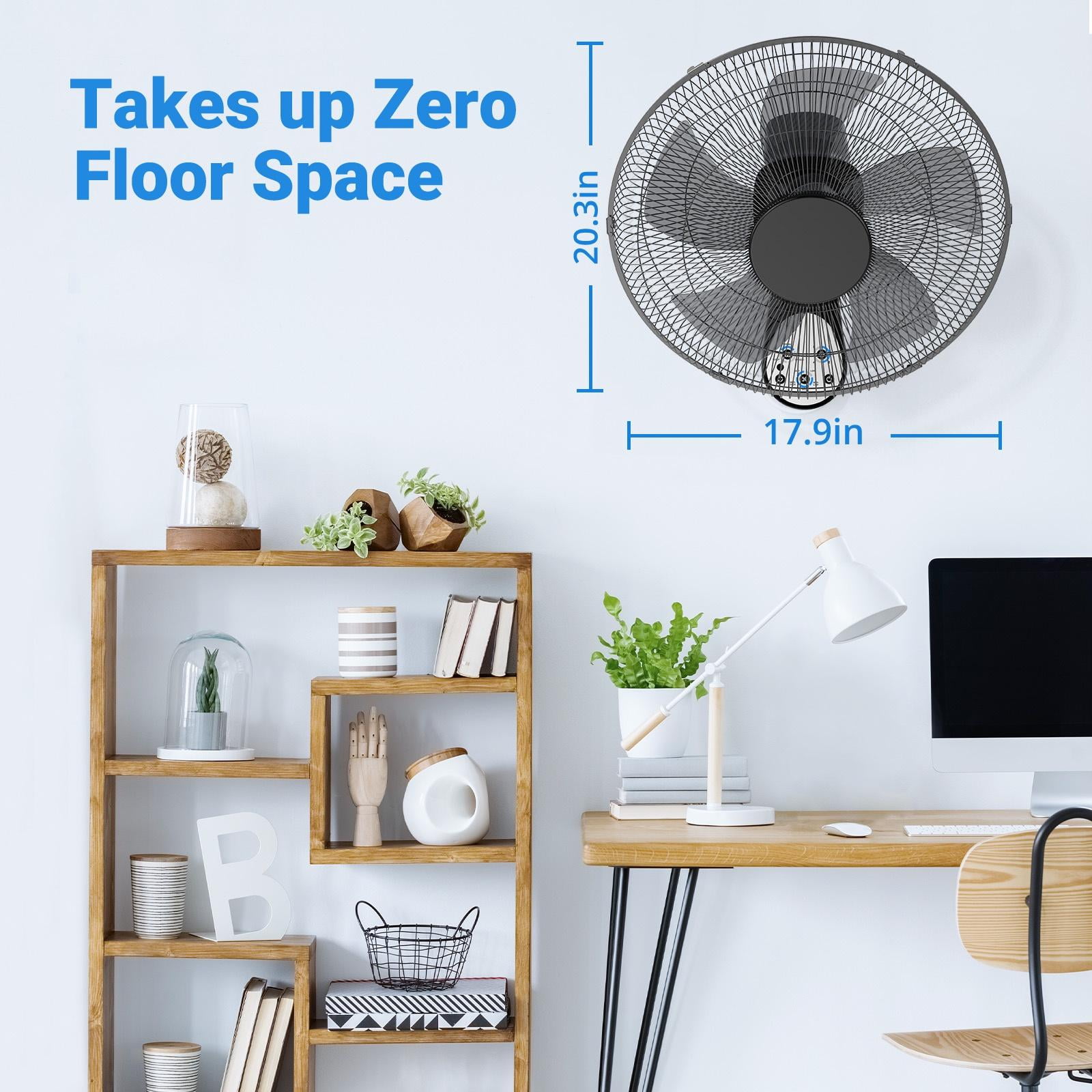 TaoTronics Wall-Mount Fan with Remote, 16 in Oscillating Cooling Fan with 5 Speeds and 3 Modes (Black, 16 in) bg9ne