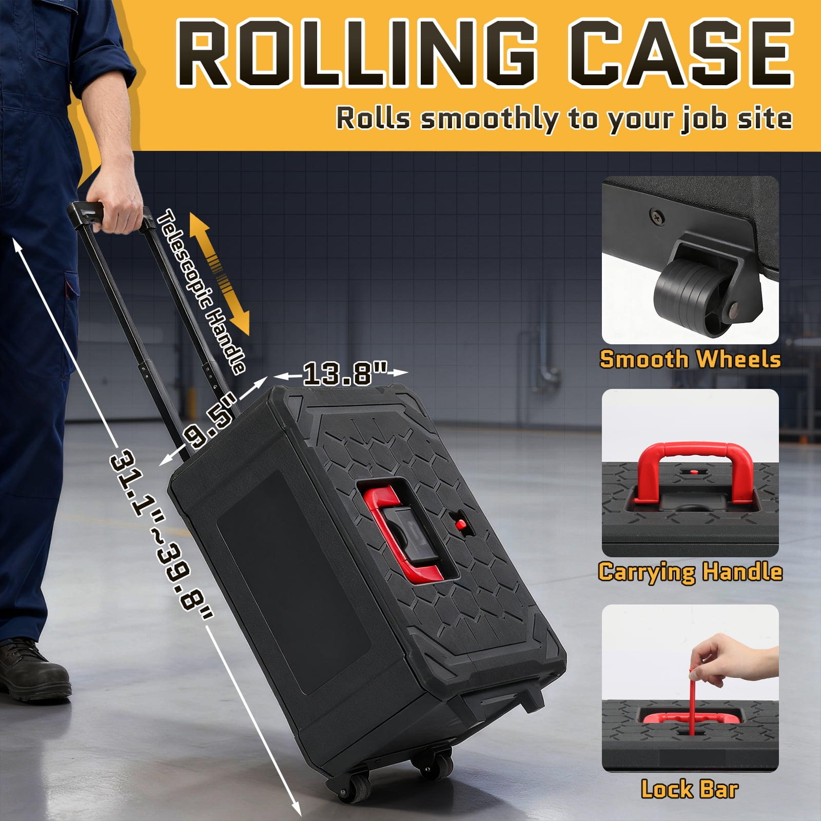 UBesGoo 1000-Piece Household Repair Hand Tool Kit with Rolling Trolley Case (Red, 1000 Pieces) iycjy
