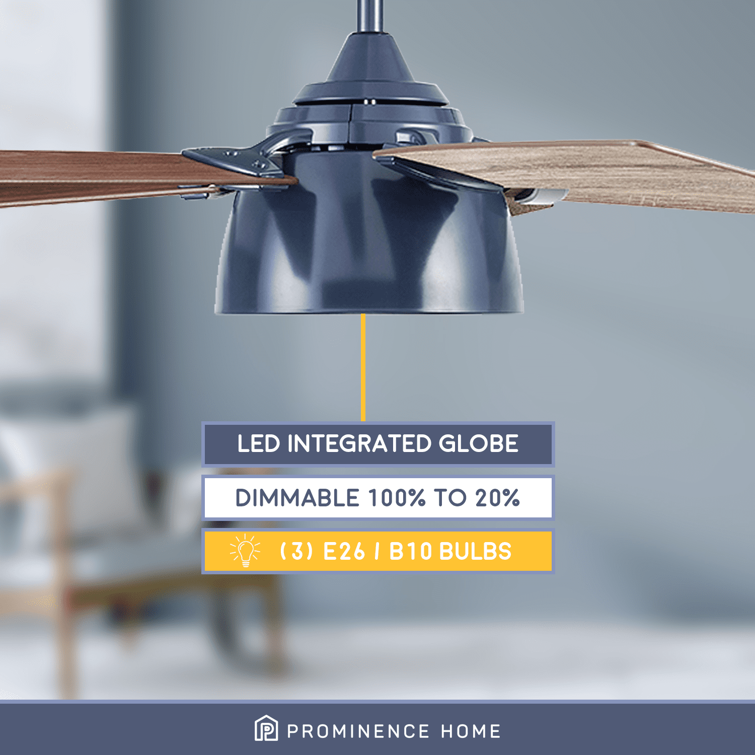 Prominence Home Octavia 52 in Ceiling Fan with Remote Control and LED Light (Sapphire Blue, 5 Blades) ivijb