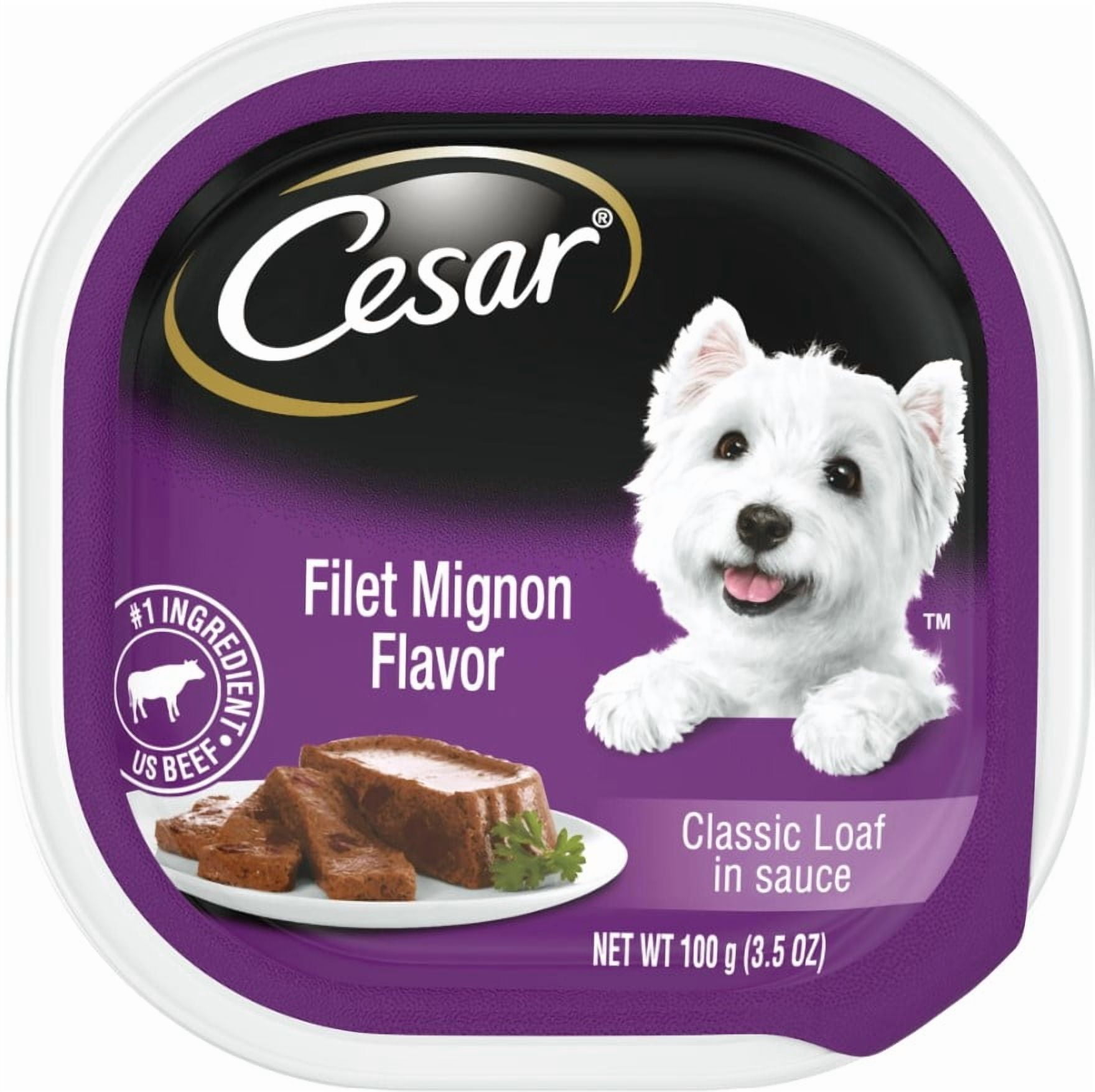 Cesar Soft Wet Dog Food, Classic Loaf in Sauce, Filet Mignon Flavor (24 Pack, 3.5 oz Trays) 3rbkt