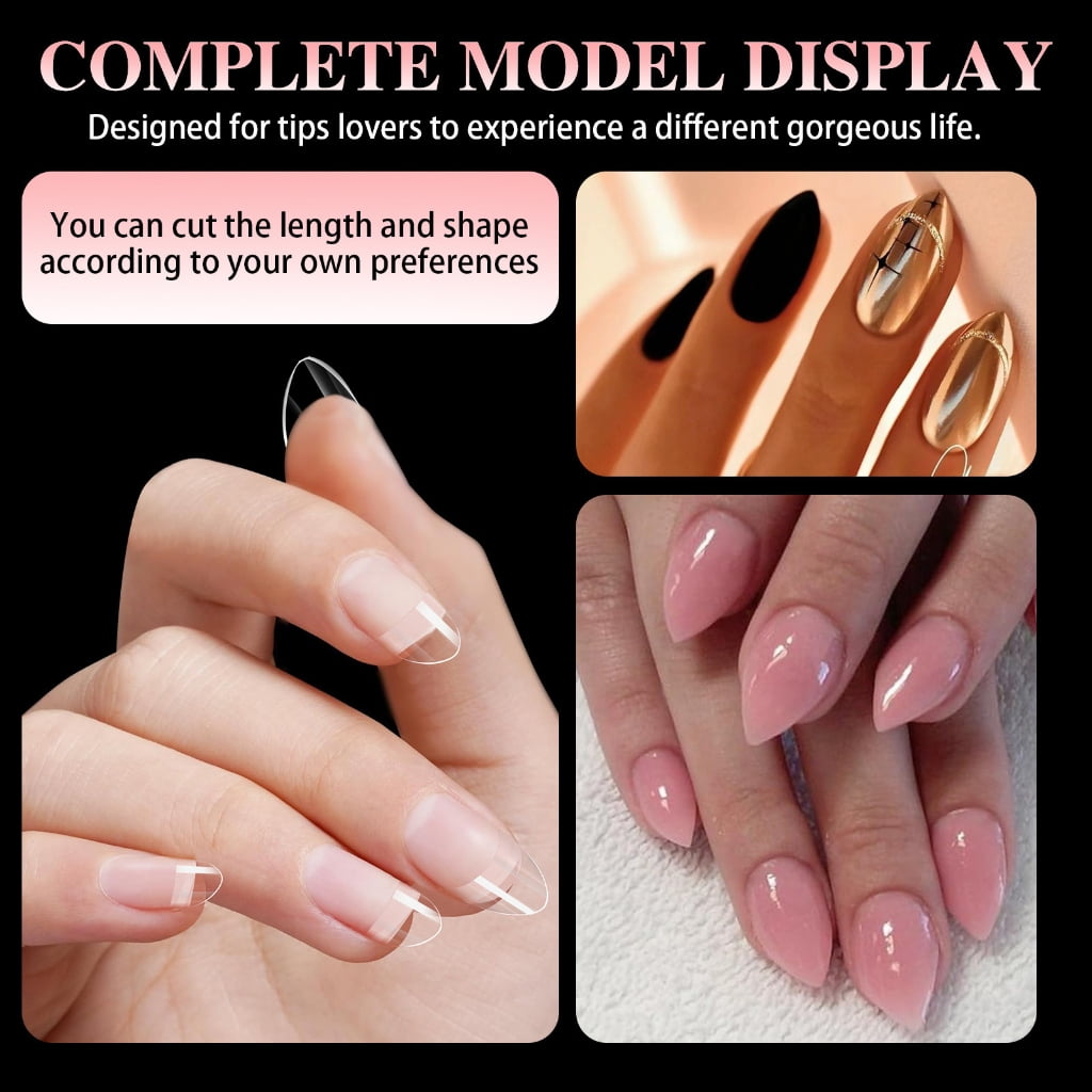 ROZYARD Clear Nail Tips for Acrylic Nails, Soft Gel Half Cover Tips (Clear, 600 Count) 7ogeb