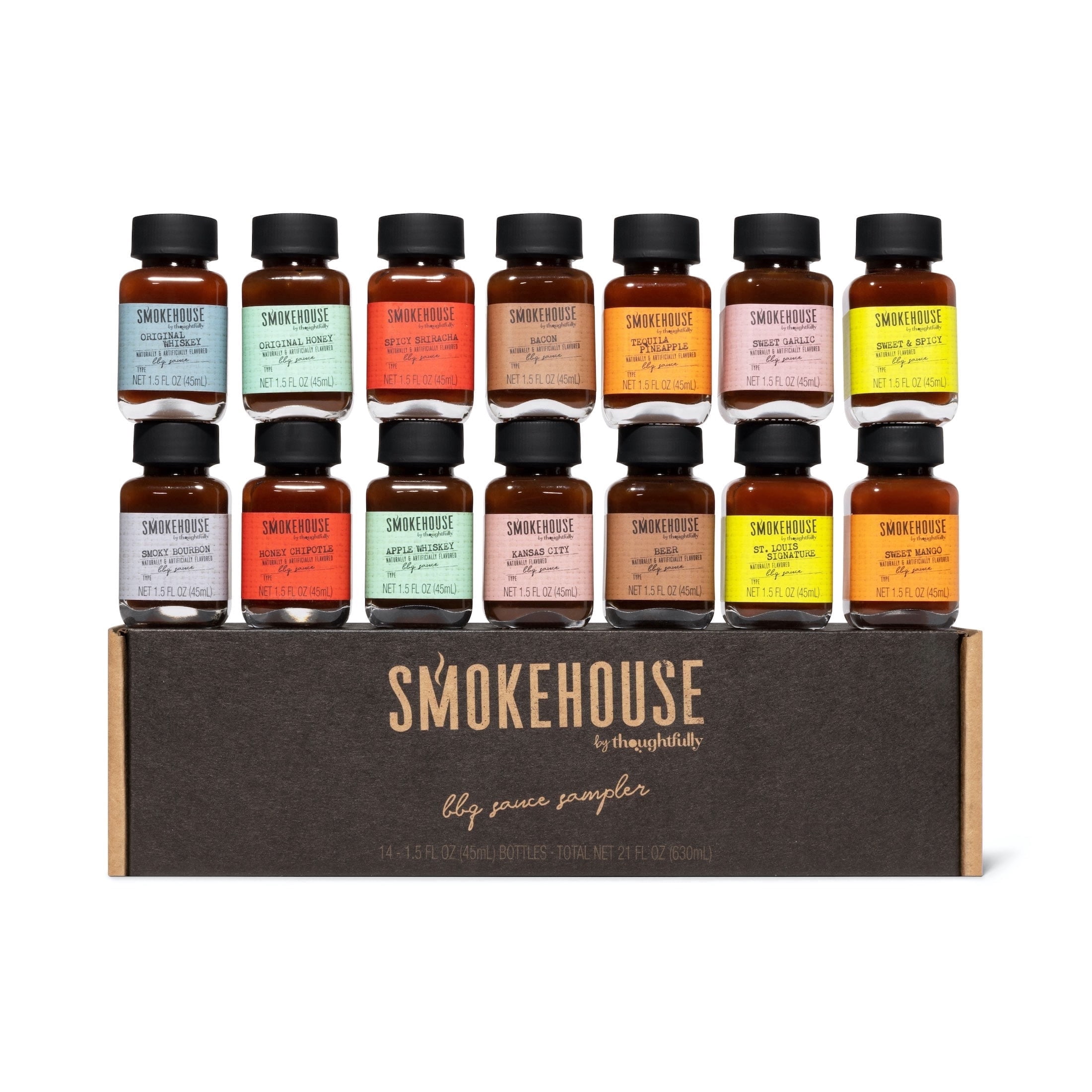 Thoughtfully Gourmet Barbeque Sauce Gift Set, Sweet and Spicy Sampler Variety Pack (14 Count) h1r3k