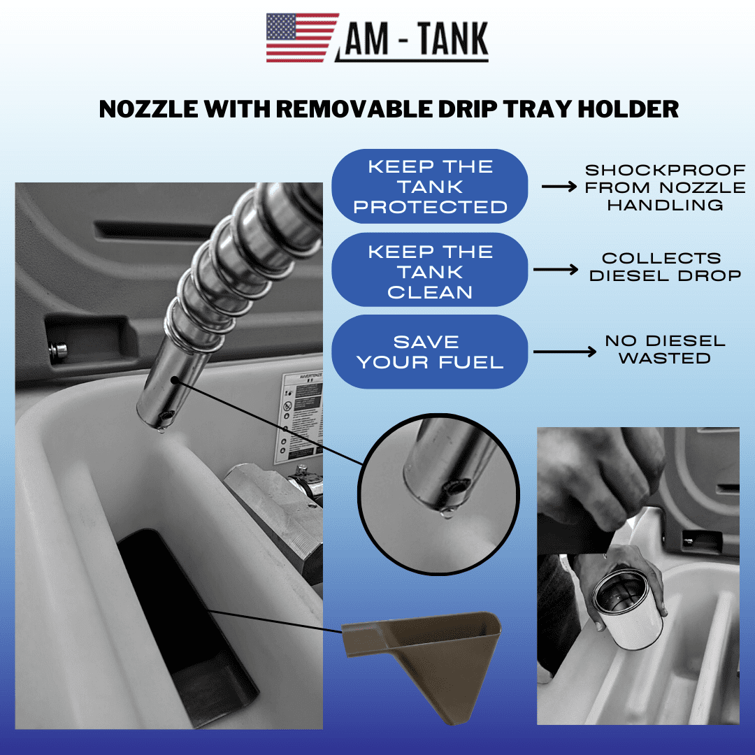 AM-Tank Portable Diesel Transfer Tank with 12V Pump and Auto-Nozzle (58 Gallon, 13 ft Hose) i03mw