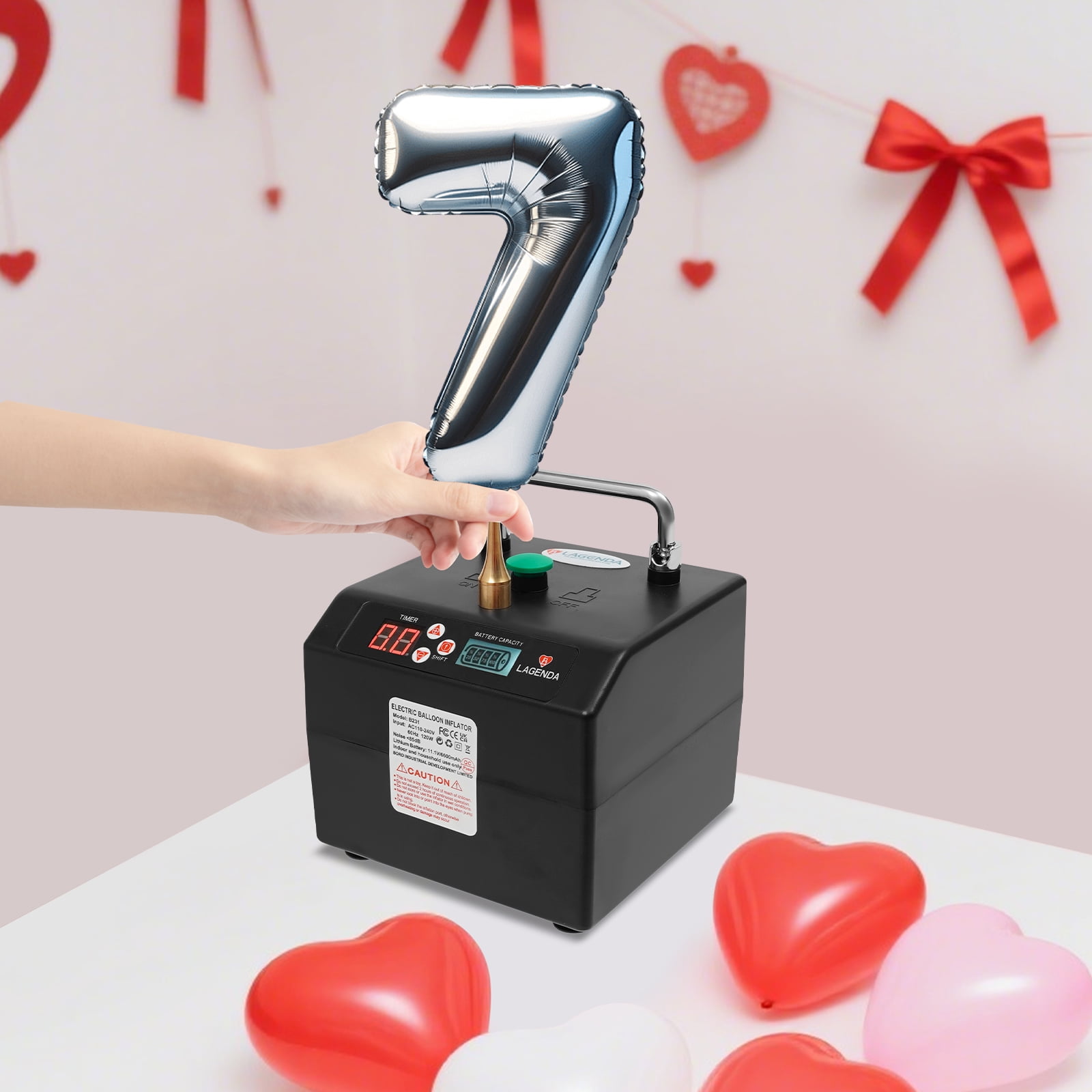 Lagenda Electric Balloon Pump Inflator (120W, Black, 6.3 x 5.9 x 5.1 in) oryf9