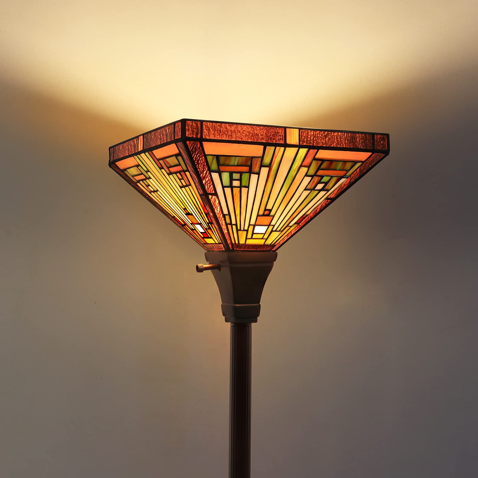 Vinplus Tiffany Style Floor Lamp Torchiere Uplight (Multicolor, 70 in) wevov