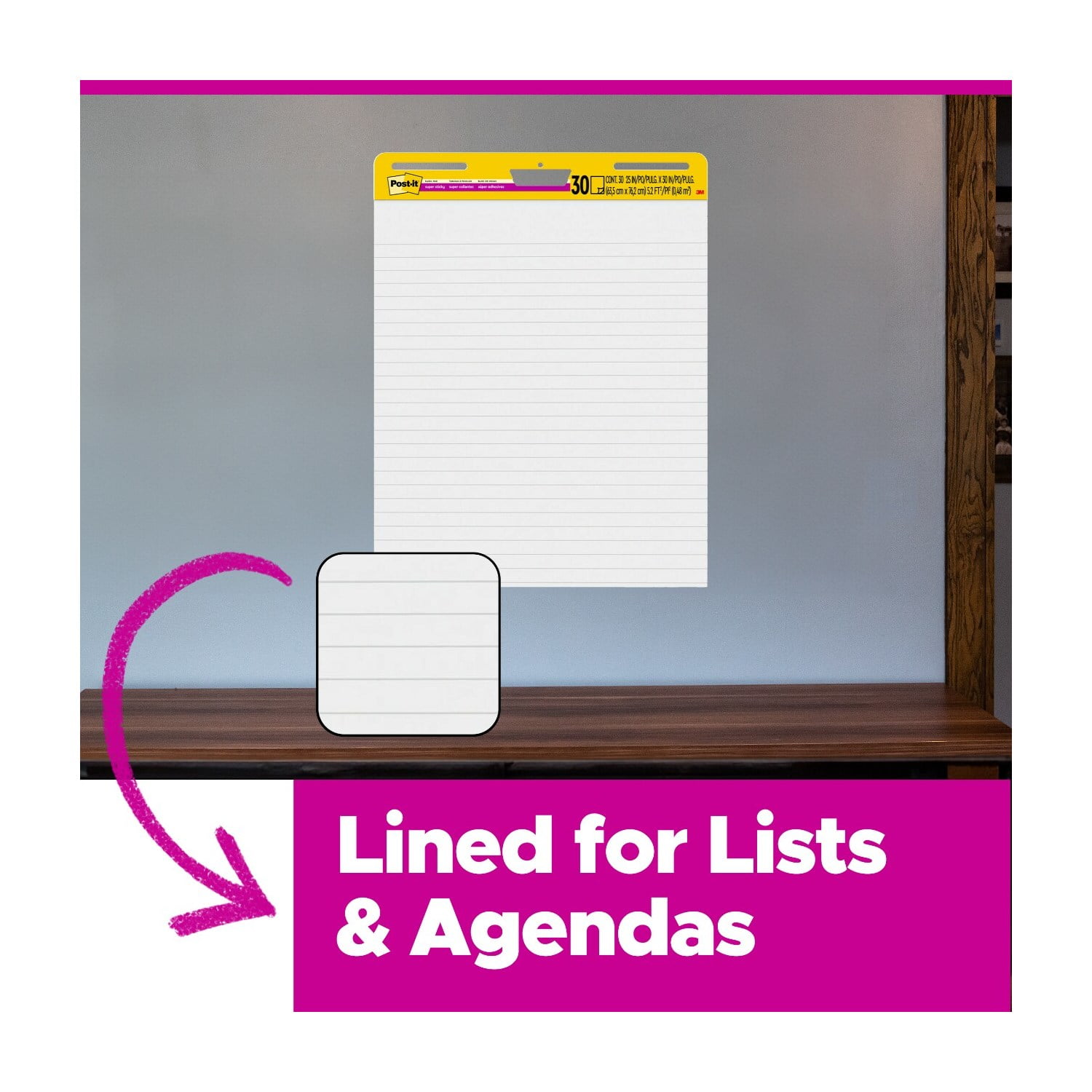 Post-it Super Sticky Easel Pad, Lined Self-Stick Flip Chart Paper (White, 25 in. x 30 in., 1 Pad) 4fw5r