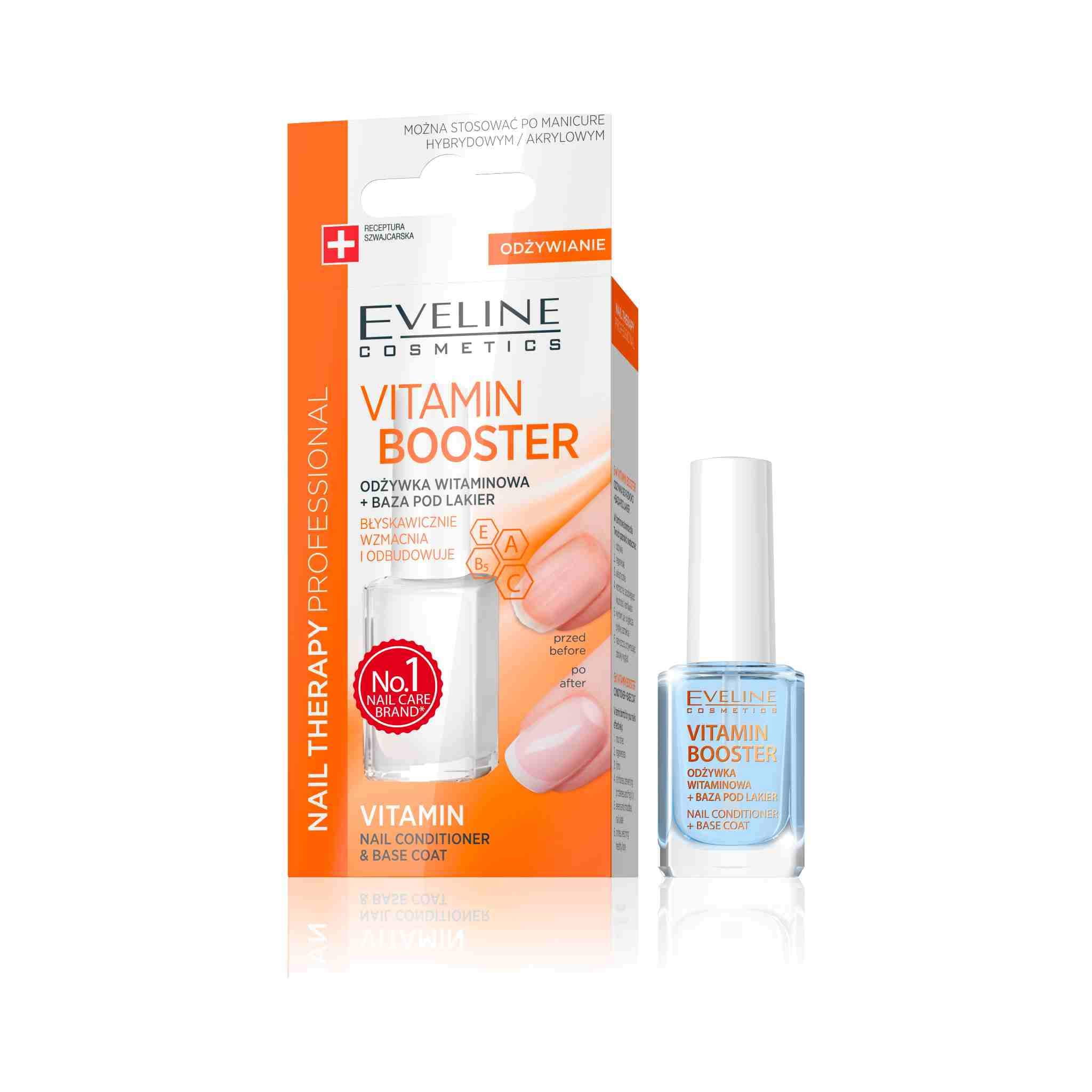 Eveline Cosmetics Nail Therapy 6-in-1 Vitamin Booster Conditioner and Base Coat (0.4 fl oz) 8qblg