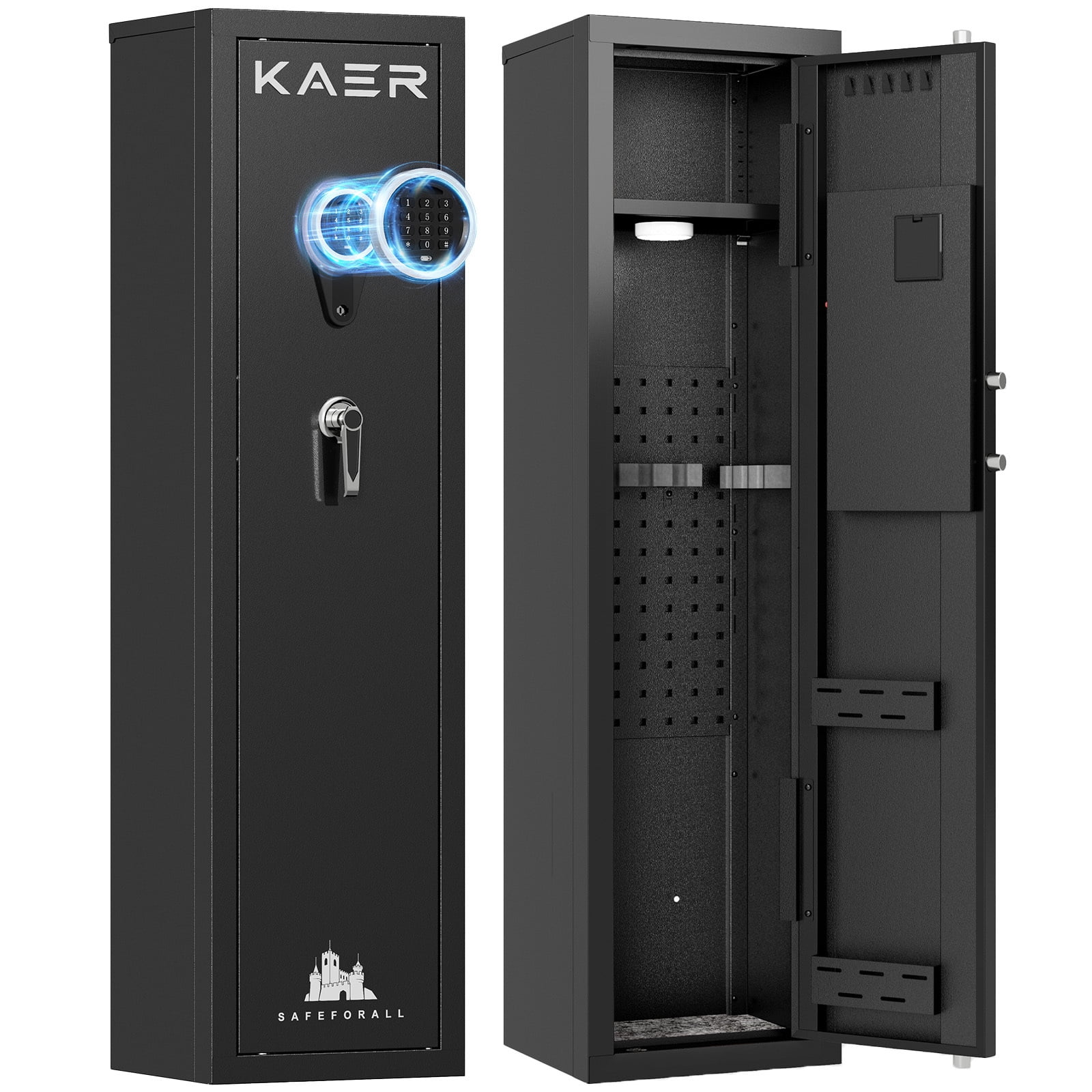 KAER Rifle and Pistol Security Cabinet, Quick Access Steel Safe with Removable Shelf (Black, 11.81 in x 13.78 in x 51.97 in) 6v7wc