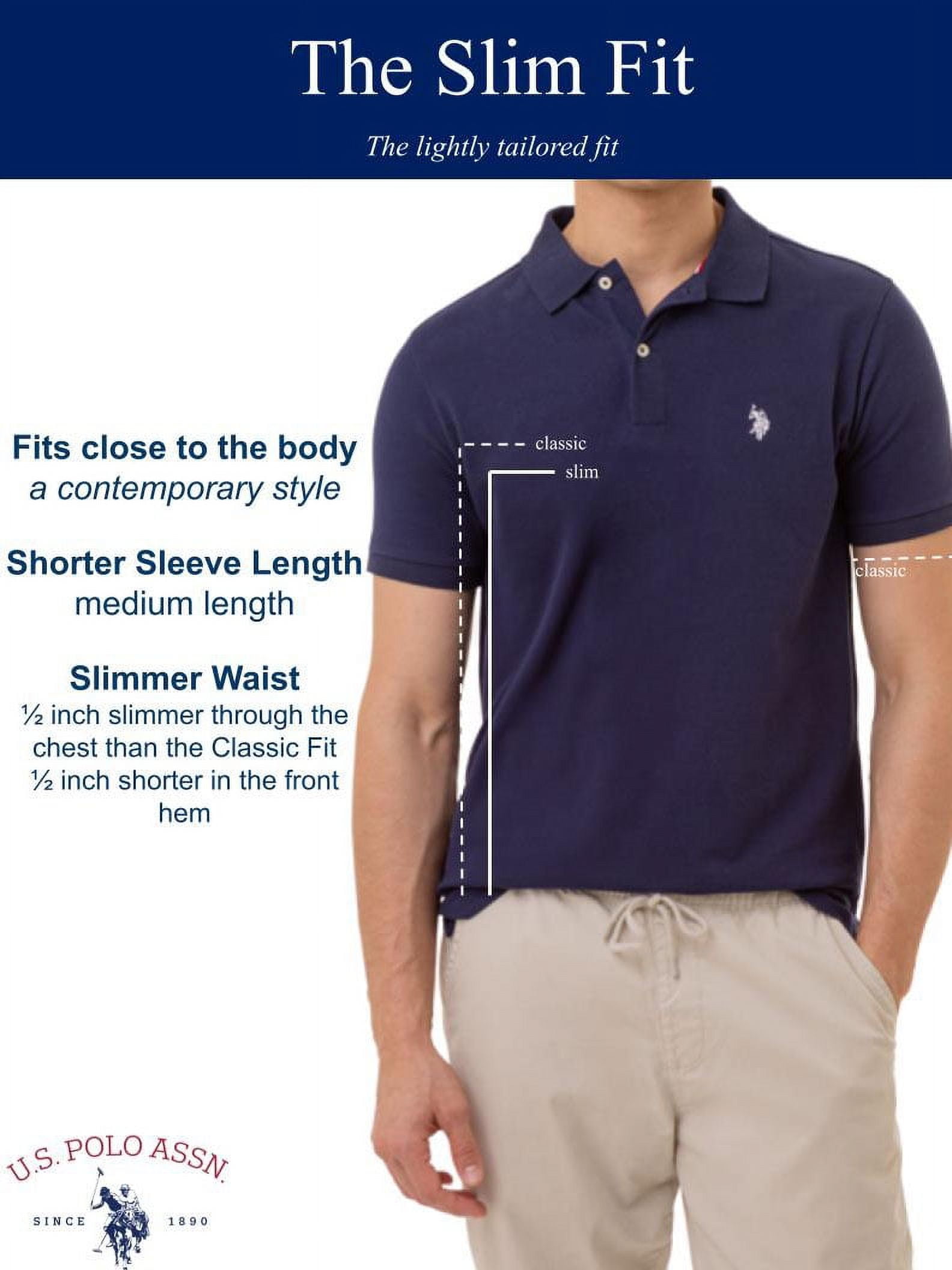 U.S. Polo Assn. Men's Slim Fit Pique Polo Shirt (Black, S) 44de0