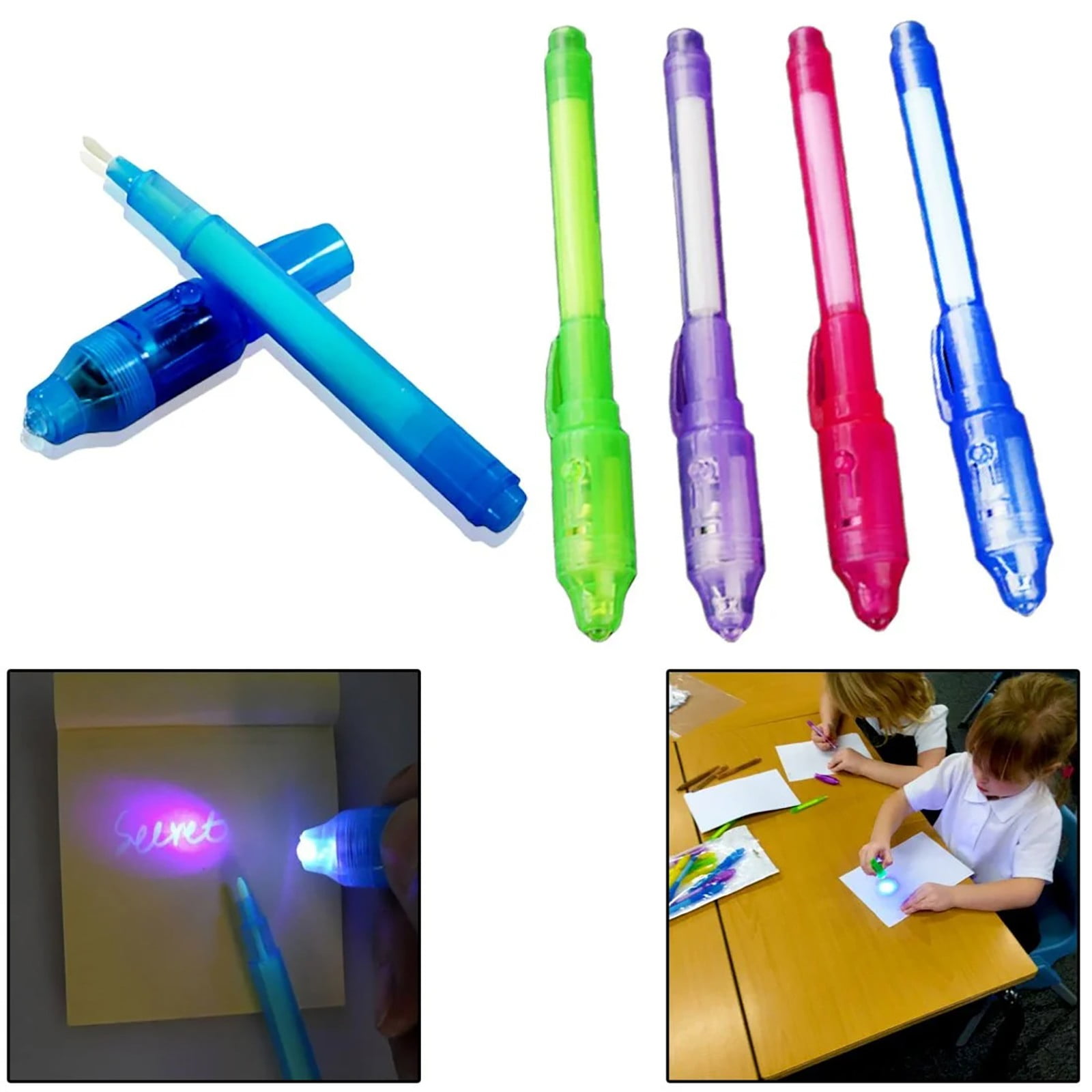 Meiiso Invisible Ink Pens with UV Light for Secret Messages and Spy Games (Pink, 4 Pack) deq9m