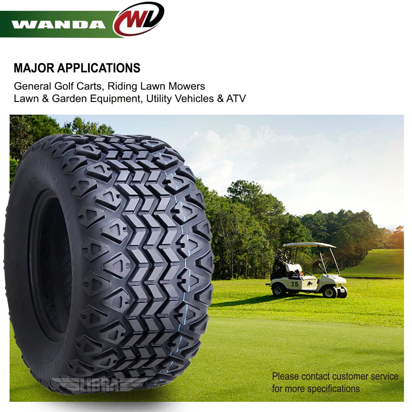 WANDA Golf Cart ATV Tires 22x11-8 4-Ply All-Terrain Replacement (Set of 2) 86mhi