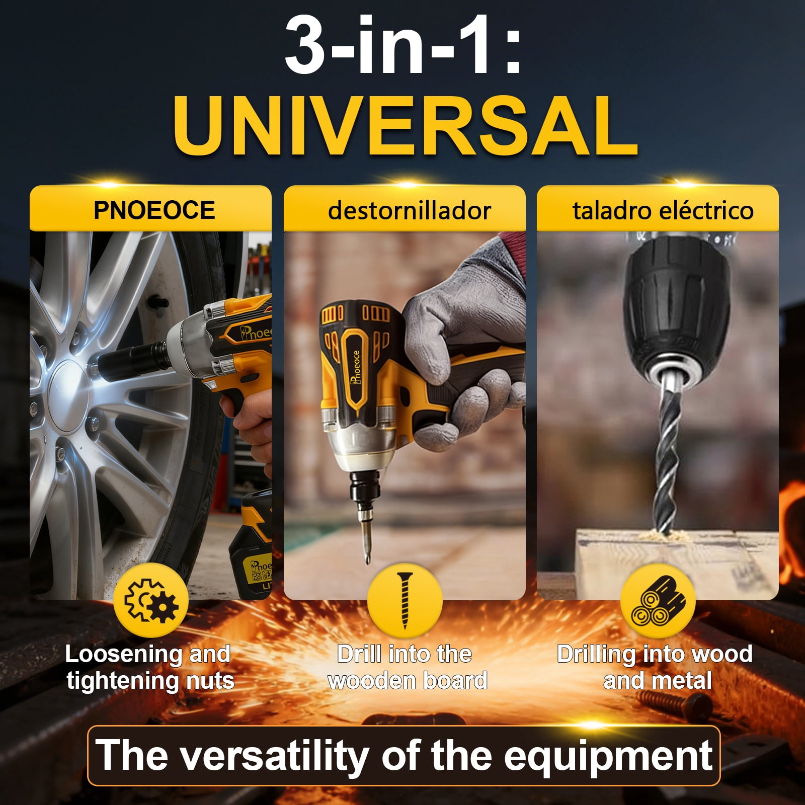 Pnoeoce Brushless Cordless Impact Wrench, 1/2 in High Torque Power Tool, Variable Speed with 2 Batteries (Yellow, 2-Pack) jyi9f