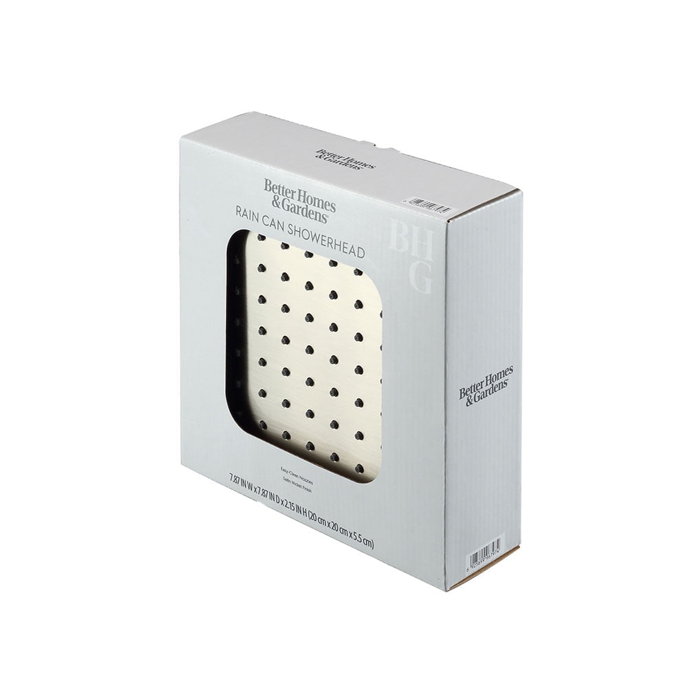 Better Homes & Gardens 8 in. Square Rain Showerhead High Pressure Rainfall Design (Brushed Nickel, 8 in.) 8t94i