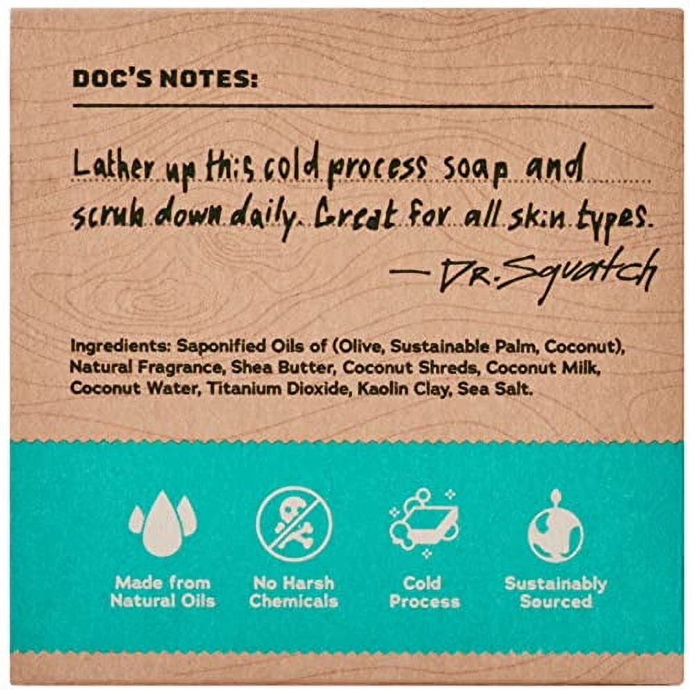 Dr. Squatch Men's Natural Bar Soap, Coconut Castaway Exfoliating Cleanser (5 oz) 04gyr