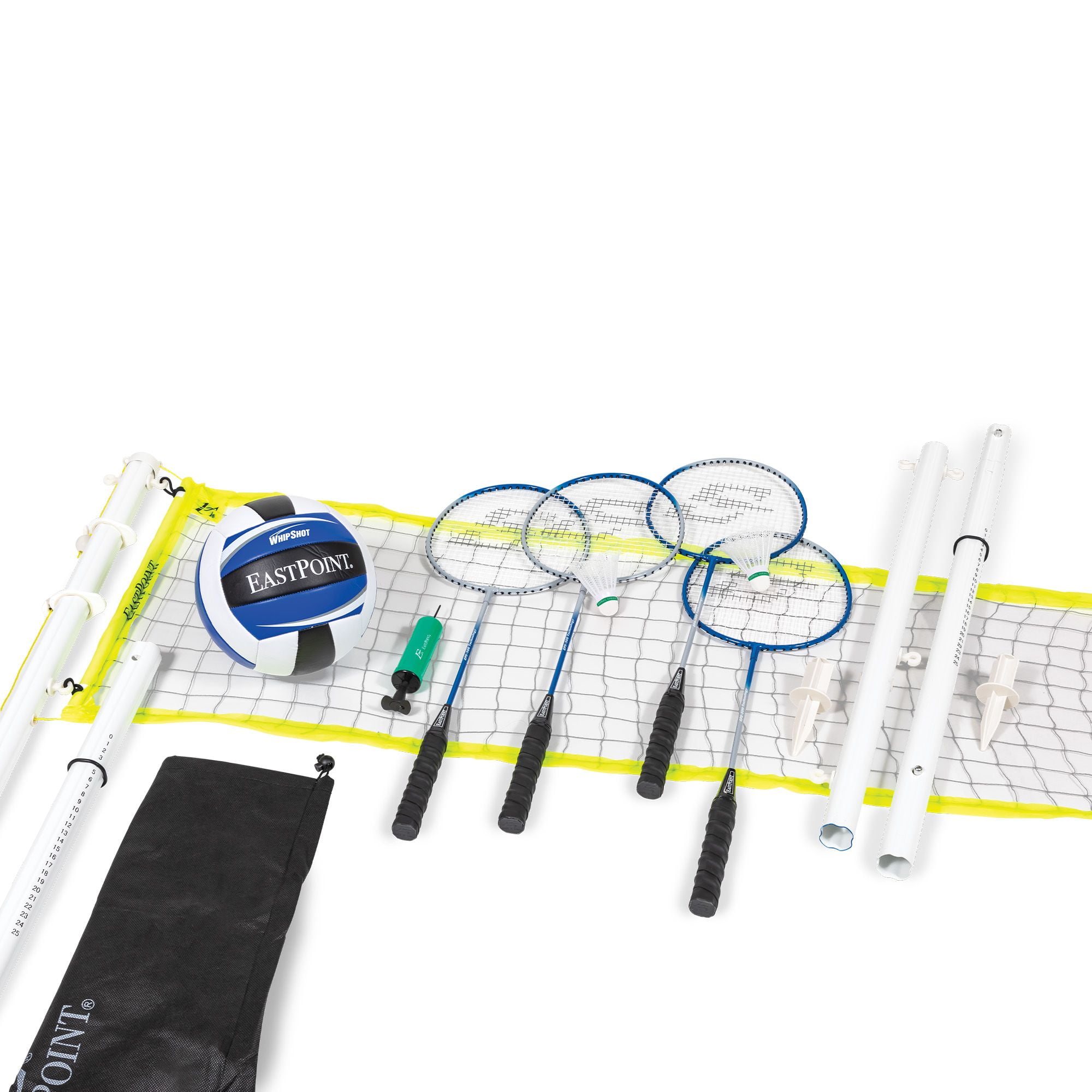 EastPoint Sports 2-in-1 Volleyball and Badminton Set, Adjustable Height Net System for Outdoor Play (1 Set) wehco