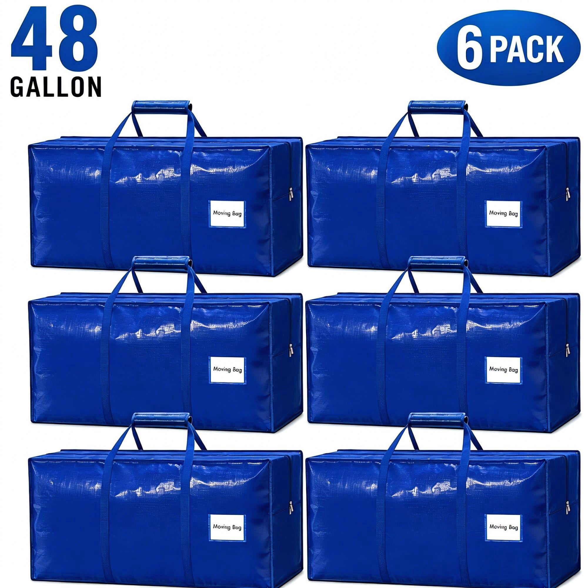 Fehomix Extra Heavy Duty Moving Bags with Reinforced Handles and Zippers (Blue, 6-Pack) 5hq5h