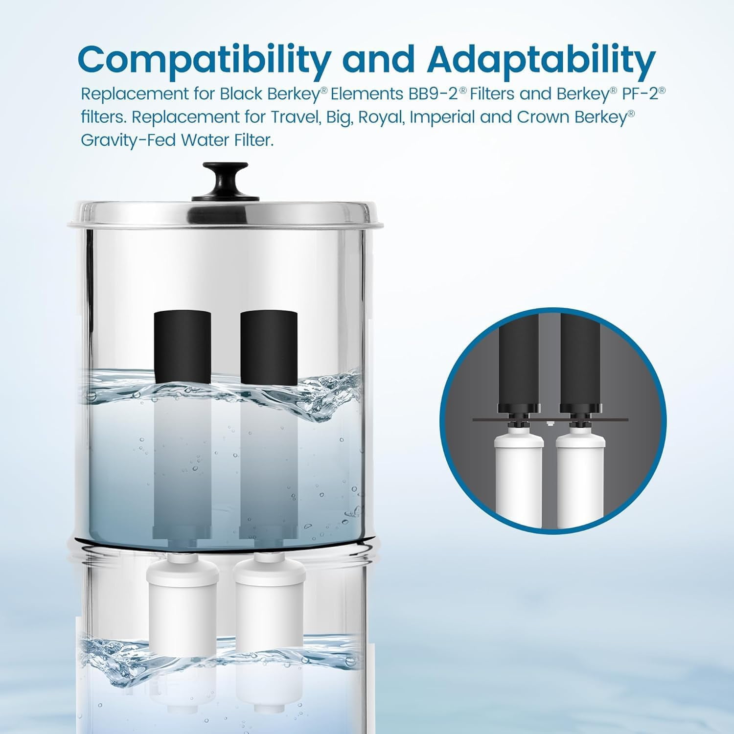 FilterLogic Gravity Water Filter Replacement Set for Berkey Systems (Black, 2-Pack) ytksf