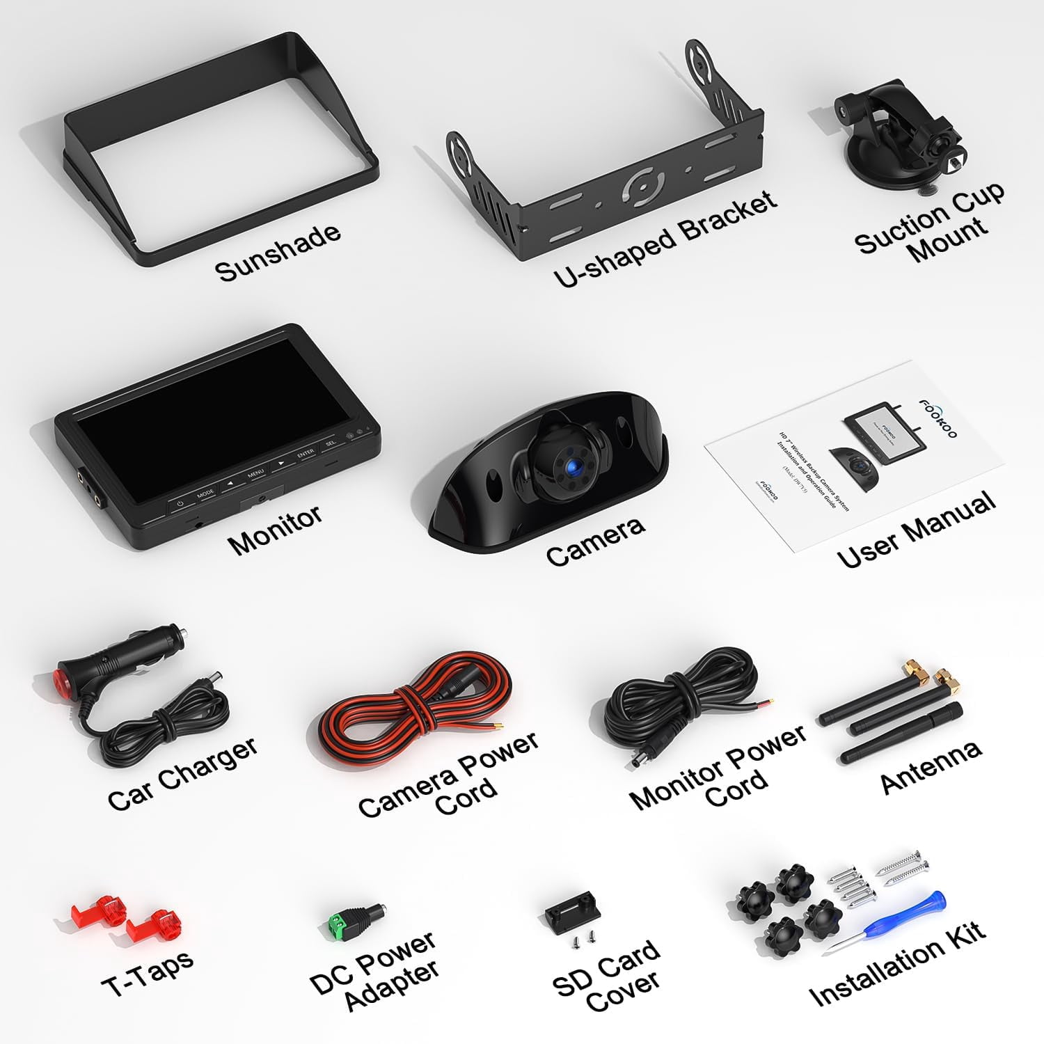 eRapta Wireless Backup Camera System with 7 in IPS Monitor (Black, 1080P HD) msv8r
