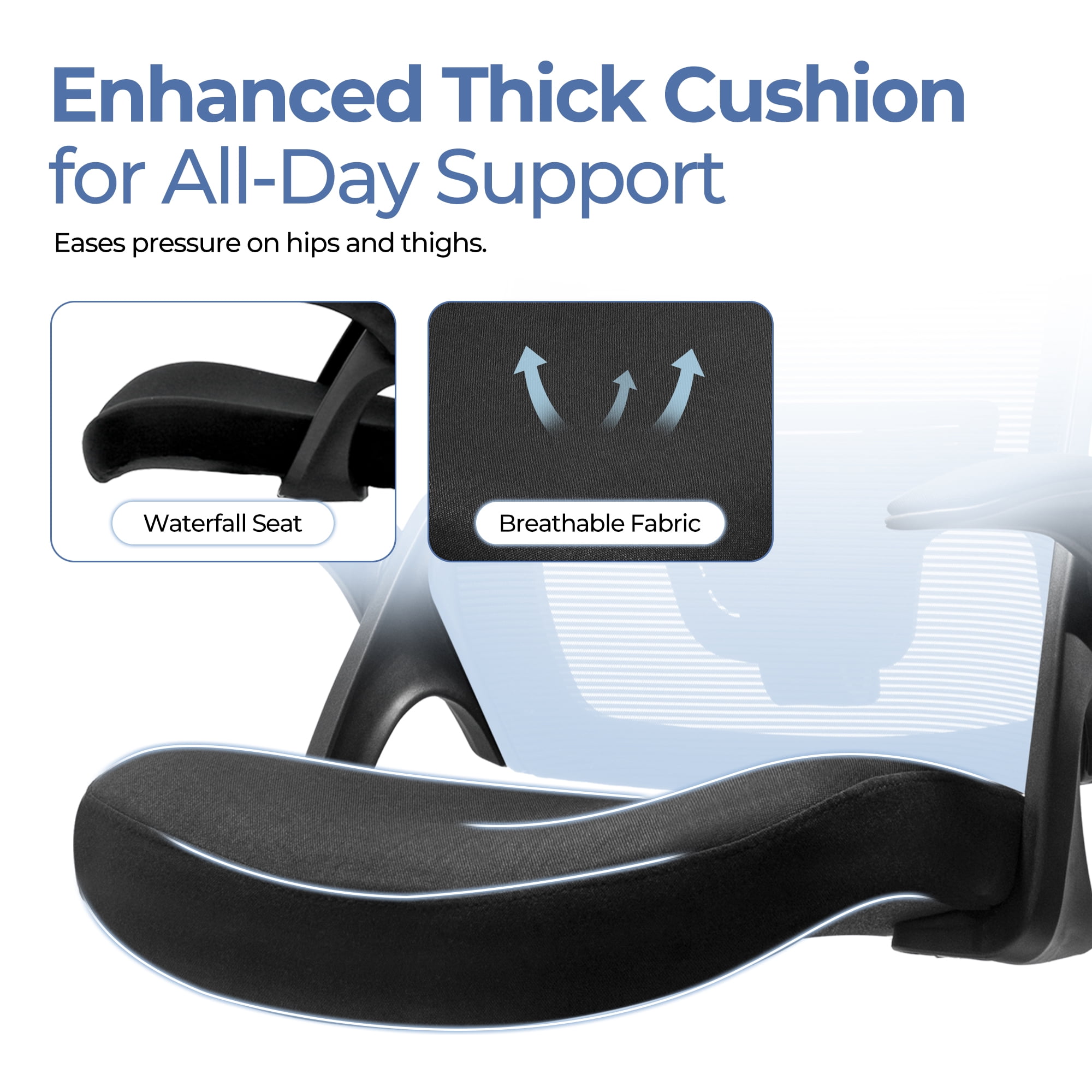 CELTOSS Ergonomic Office Chair, Breathable Mesh Task Chair with Lumbar Support and Flip-Up Armrests (Black, 250 lb Capacity) hfyin