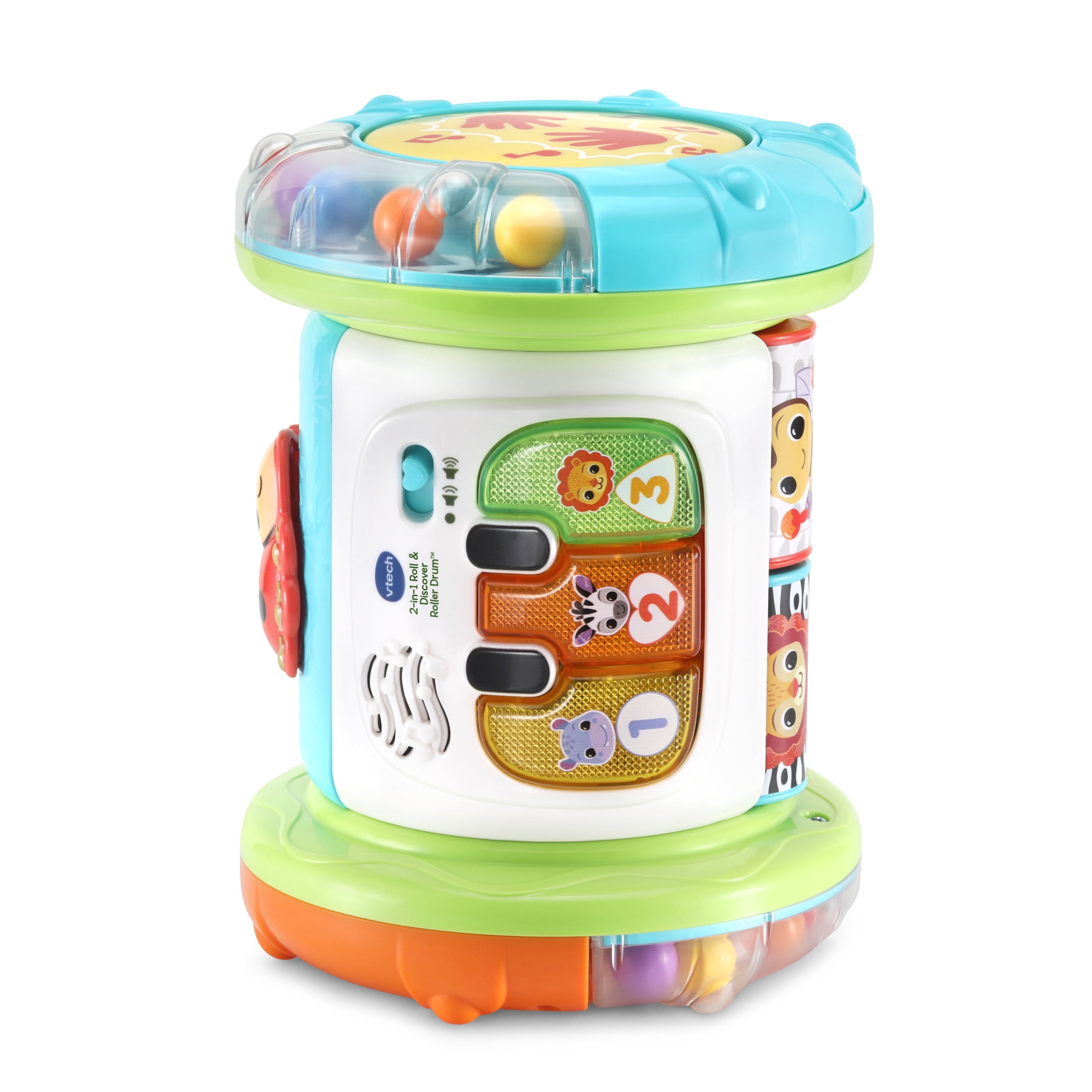VTech Baby 2-in-1 Roll & Discover Roller Drum Interactive Learning Toy (Multi-Color, 1 Unit) 5ec5z
