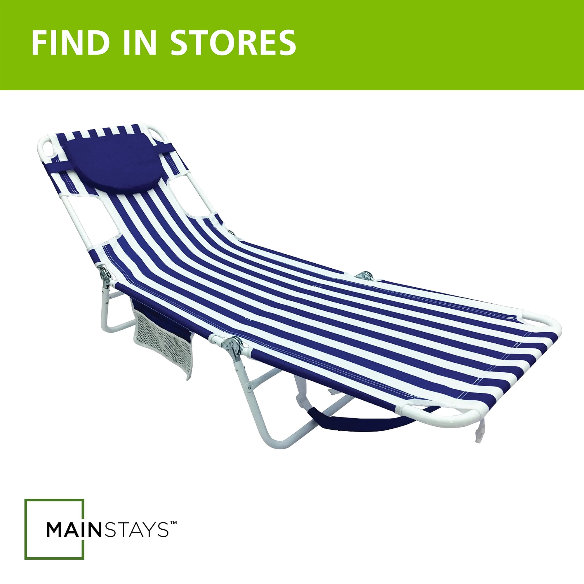 Mainstays Folding Backpack Beach Lounger with Face-Down Design (Blue & White Stripe, 72 in x 22 in) ekohd - Image 6