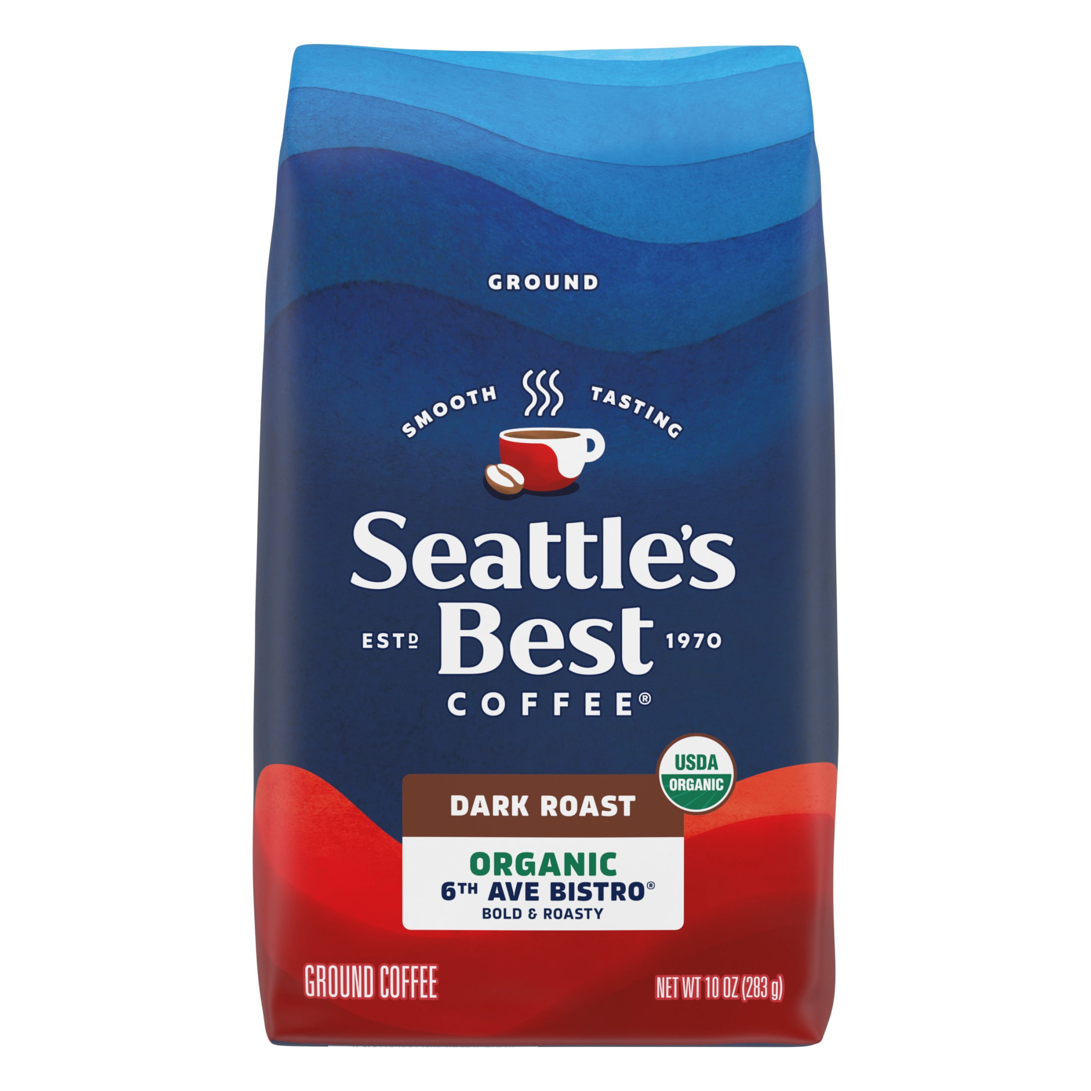 Seattle's Best Coffee 6th Ave Bistro Dark Roast Organic Ground Coffee (10 oz) 1ilcx