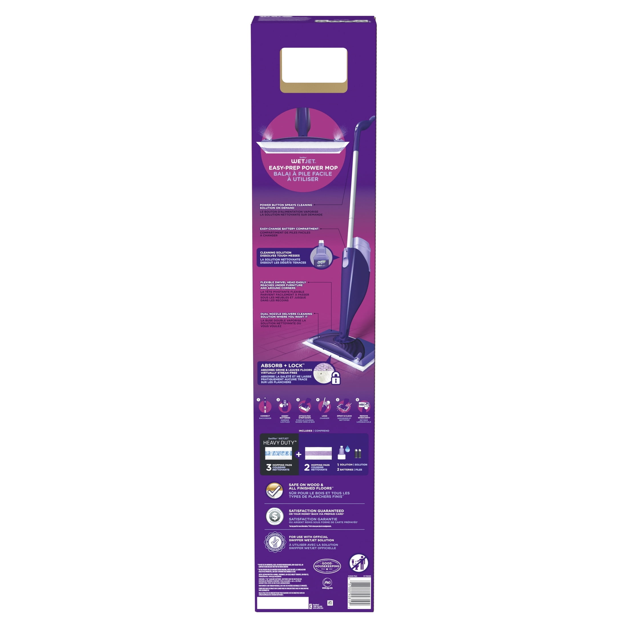 Swiffer WetJet Hardwood Floor Mop Starter Kit with Cleaning Solution and Pads (Unscented, 7-Piece Set) 892ey
