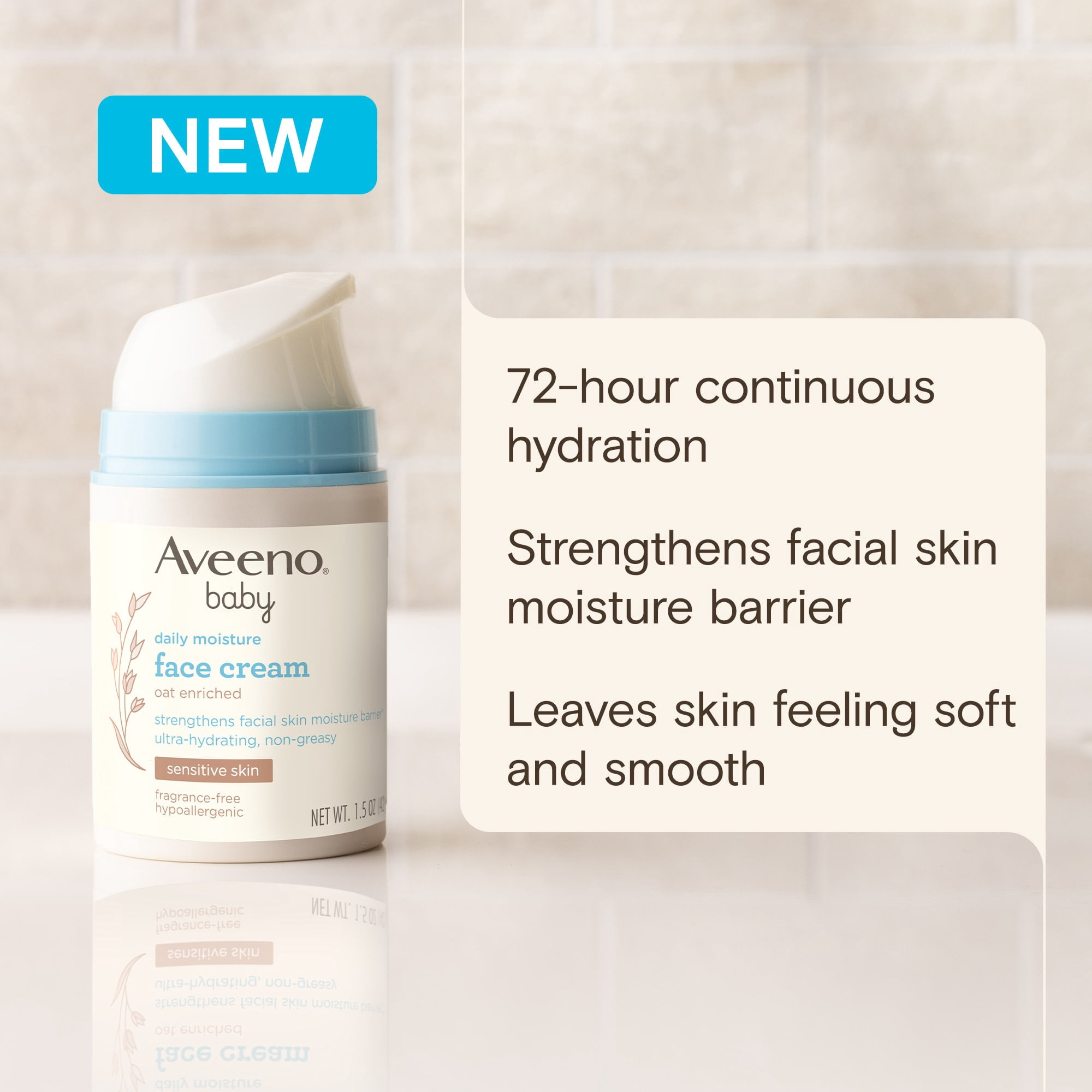 Aveeno Baby Daily Moisture Face Cream for Sensitive Skin (Fragrance-Free, 1.5 oz) 1moez
