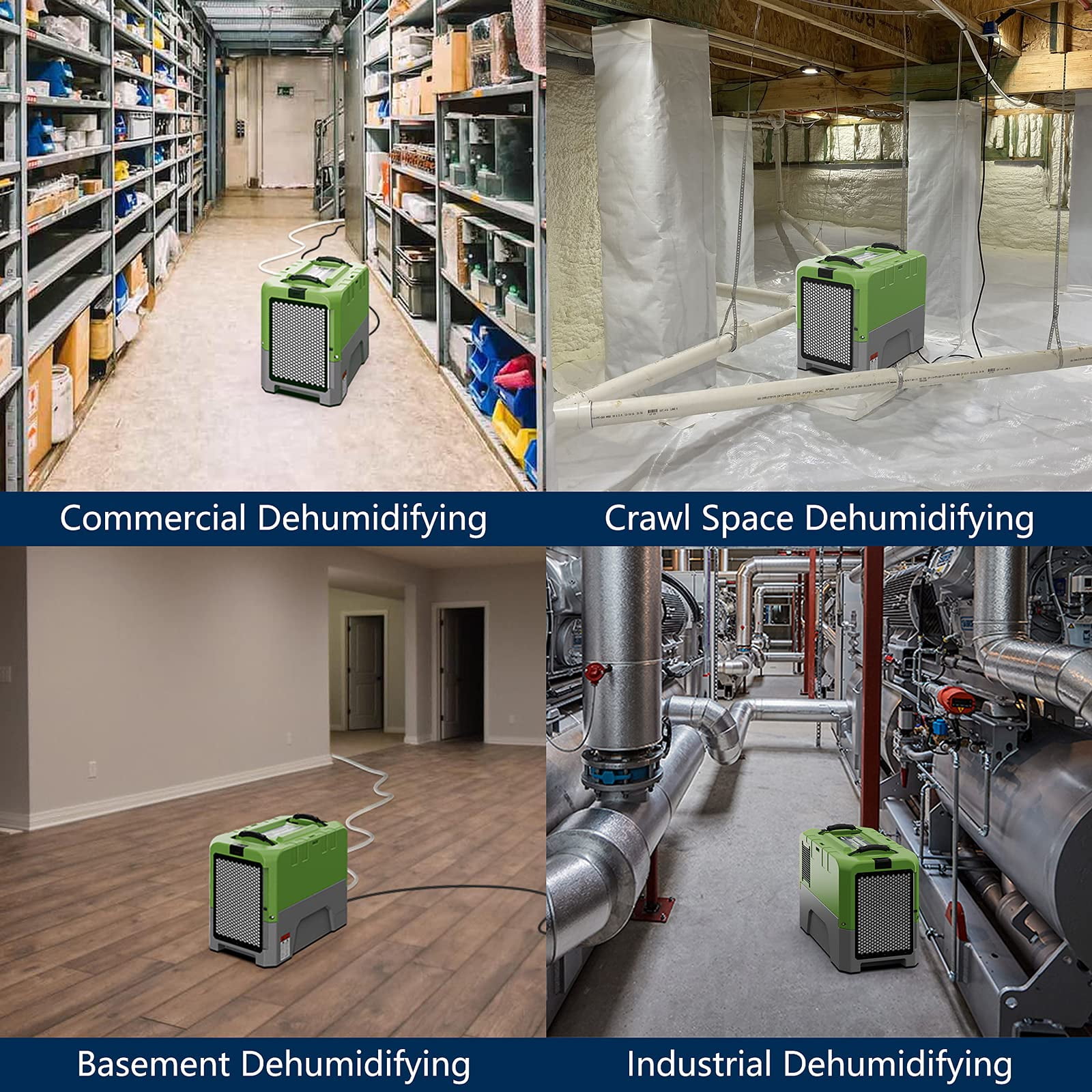 ALORAIR Commercial Dehumidifier with Wi-Fi, 180 PPD Industrial Moisture Removal for Water Damage Restoration (Green, 2,300 Sq. Ft.) 1ofql