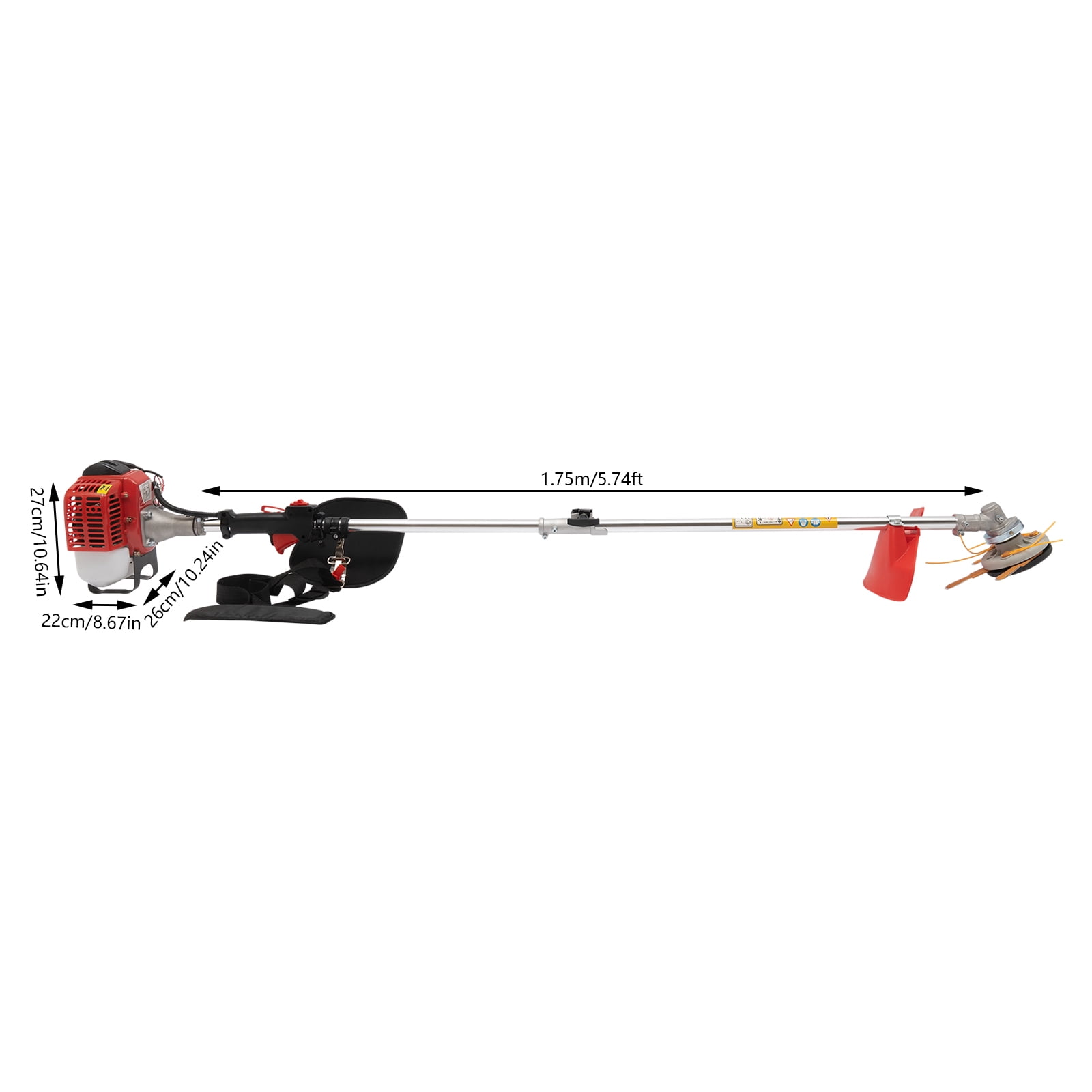 Generic 26CC Gas Powered Weed Wacker Trimmer with Dual Blade Heads (Red, 26CC) bx906