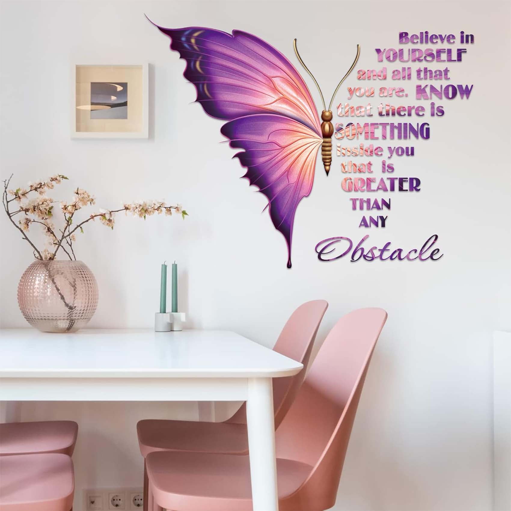 Thovorrnl Inspirational Butterfly Wall Decals, Peel and Stick Vinyl Wall Art Decor (Multicolor, 27 in x 21 in) vh03a