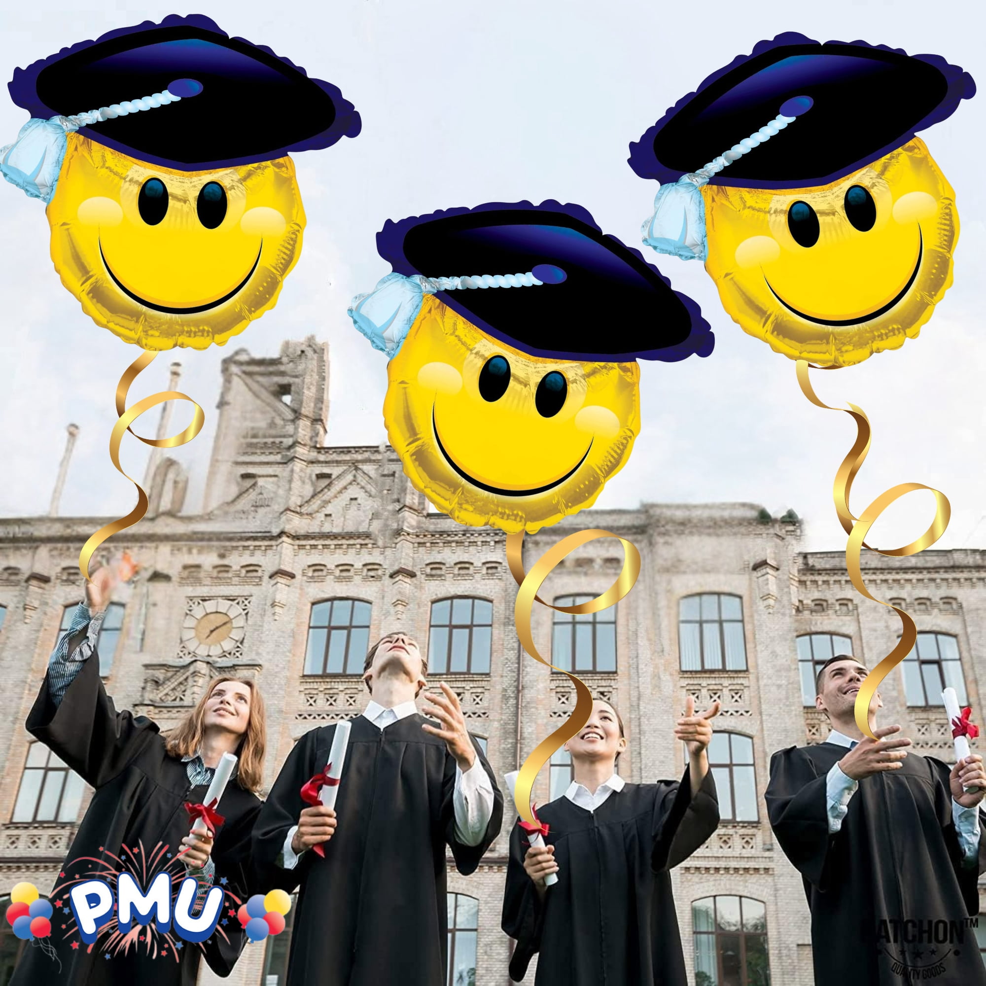 PMU Congrats Neon Grad Foil Balloon Decoration for Graduation Party (Multicolor, 31 in) 14cag