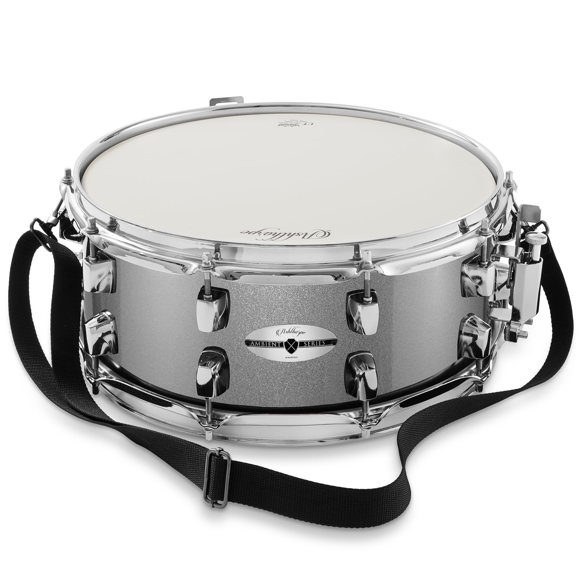 Ashthorpe Snare Drum Set with Remo Head and Stand (Silver, 14 in x 6 in) ci8rc - Image 2