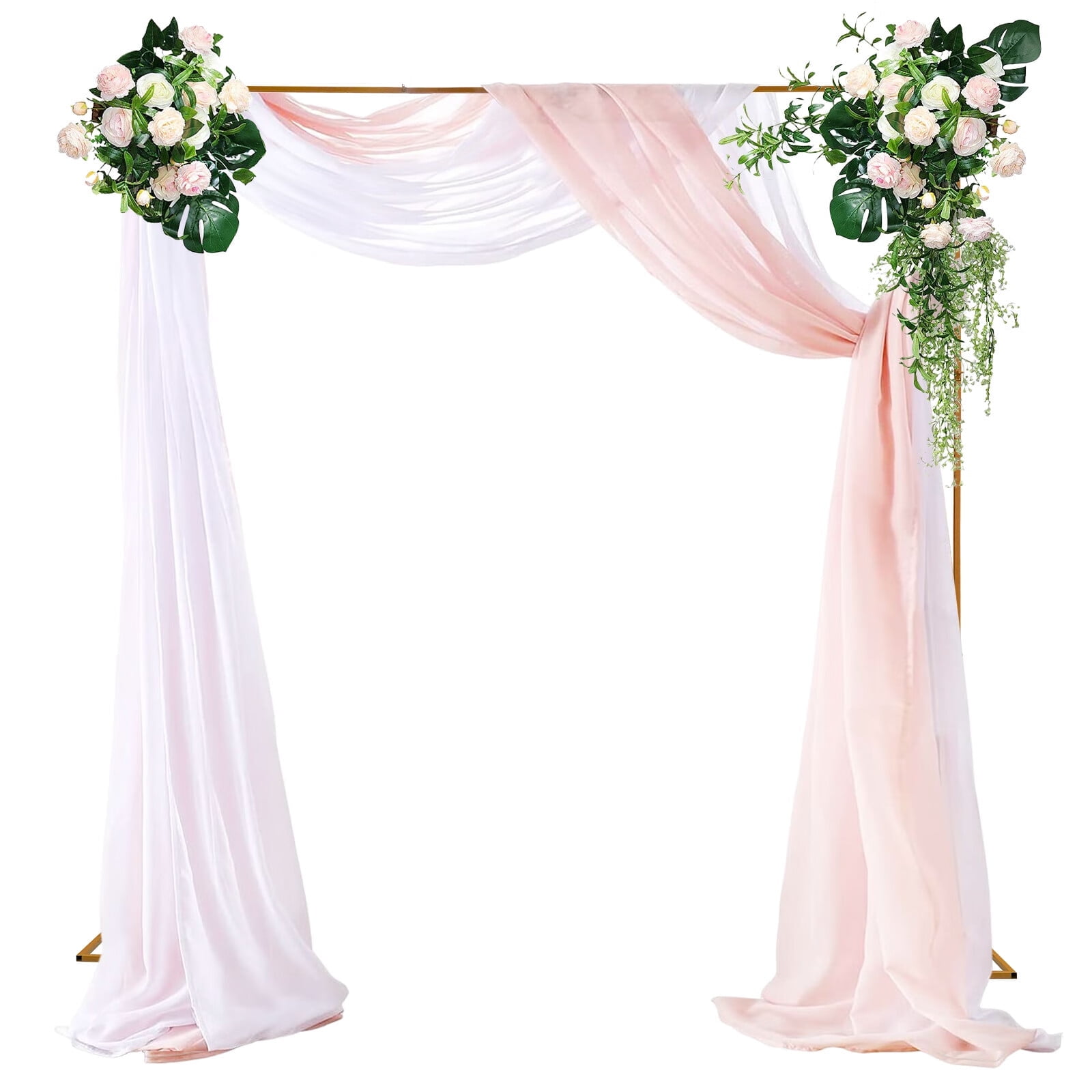 YIYIBYUS Wedding Arch Backdrop Stand, Heavy-Duty Adjustable Square Metal Frame for Ceremony and Party Decor (Gold, 9.8x9.8 ft) a763a