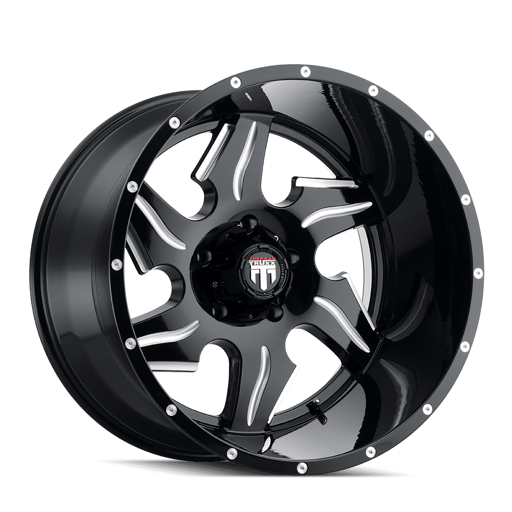 American Truxx Ninja AT163 Off-Road Wheel (Gloss Black Milled, 22x14 in) h0onx