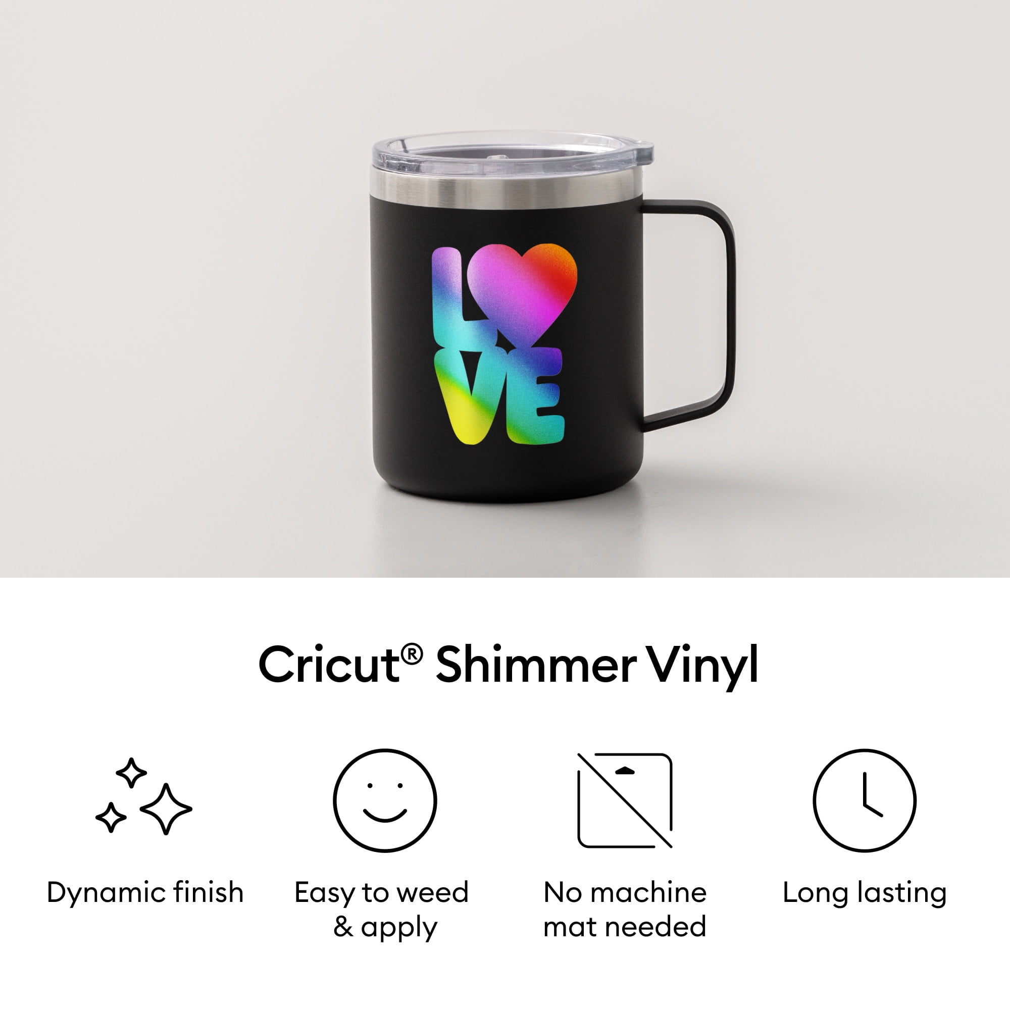Cricut Smart Vinyl Permanent Shimmer Adhesive Craft Material (Rainbow, 13 in x 36 in) ww5am