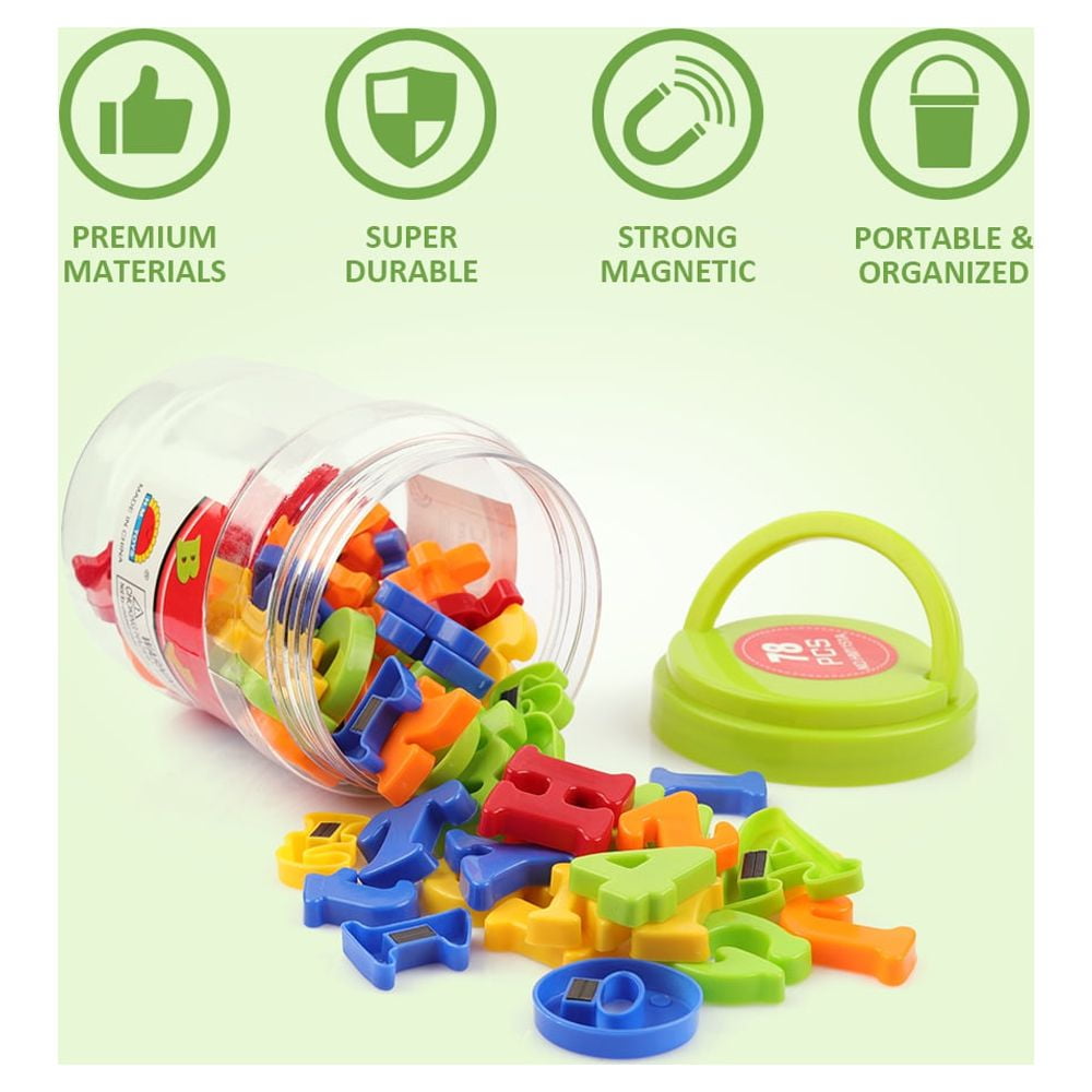 Coogam Magnetic Letters and Numbers Educational Learning Set (Multicolor, 78 Pieces) tufnc