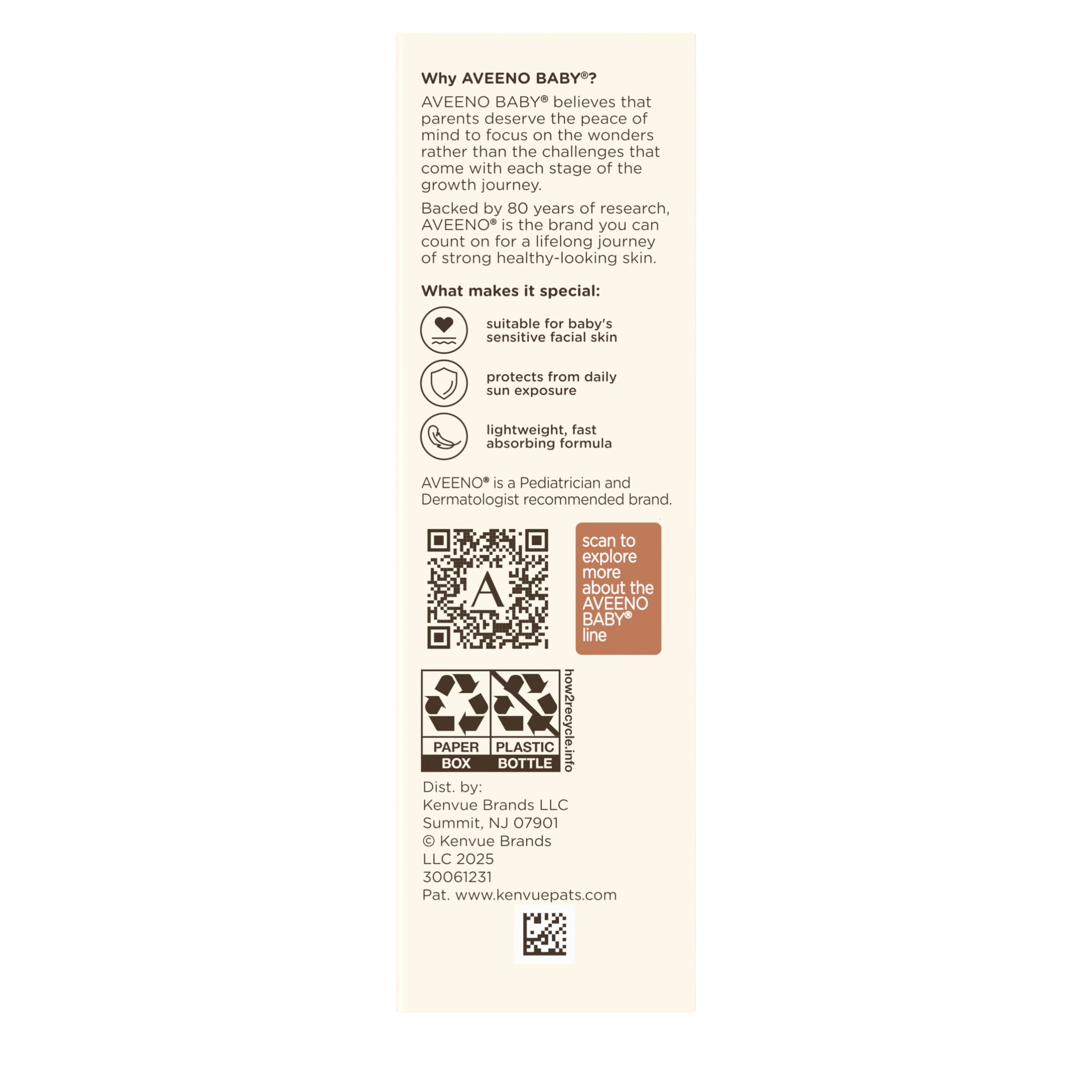 Aveeno Baby Daily Moisture Mineral Sunscreen Face Lotion (SPF 30, 1.5 fl oz) 3fauv