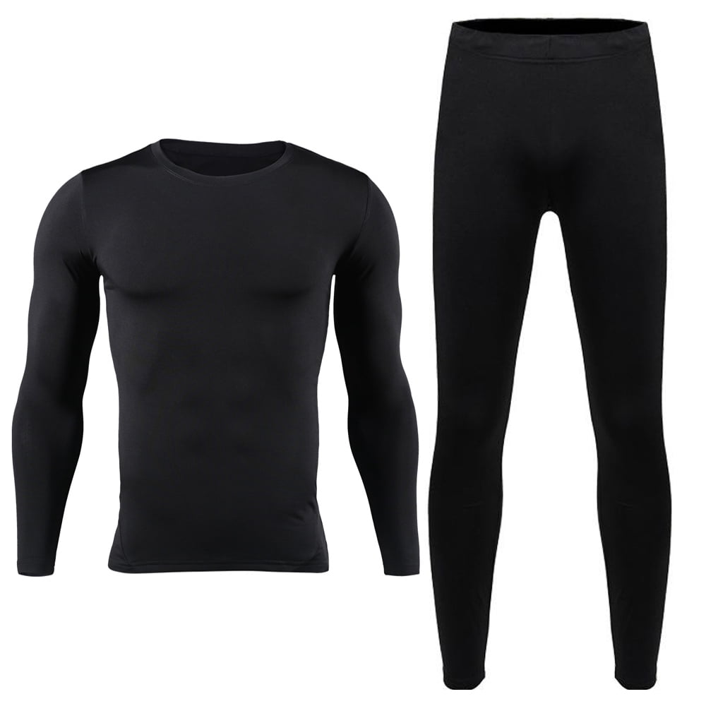 HEROBIKER Men's Winter Thermal Underwear Set Fleece Lined Base Layer (Black, Plus Size) 9mj7r