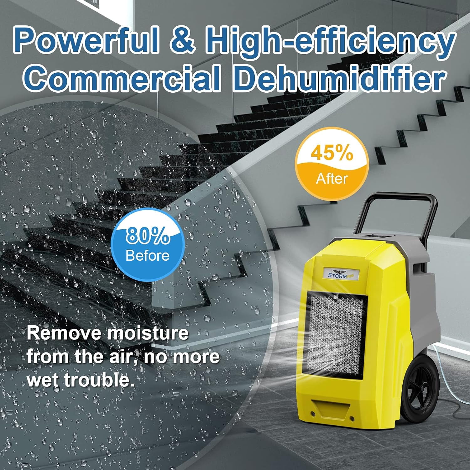 AlorAir 180 Pints Commercial Dehumidifier with Built-in Pump and Wi-Fi (Yellow, 180 Pints) gvutg