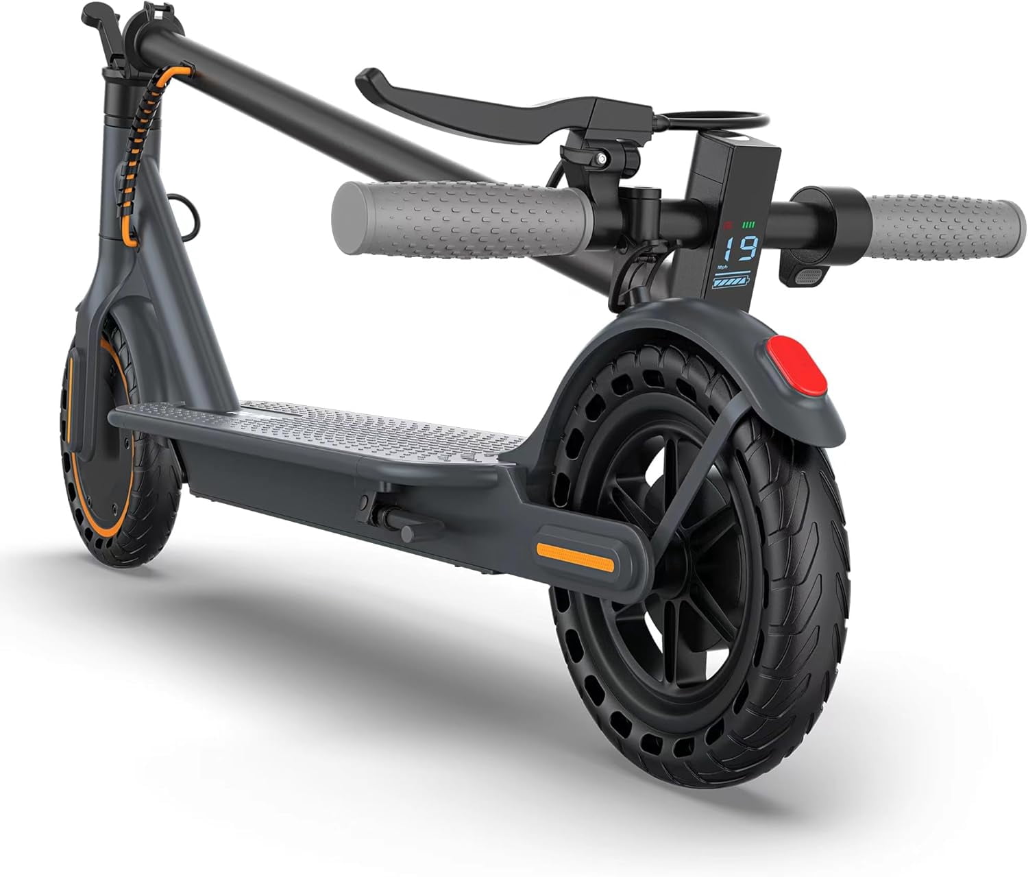 PORORO Foldable Electric Scooter for Adults, 350W Motor, 19 MPH Max Speed, Dual Braking System (Orange, 8.5 in Solid Tires) rgk00