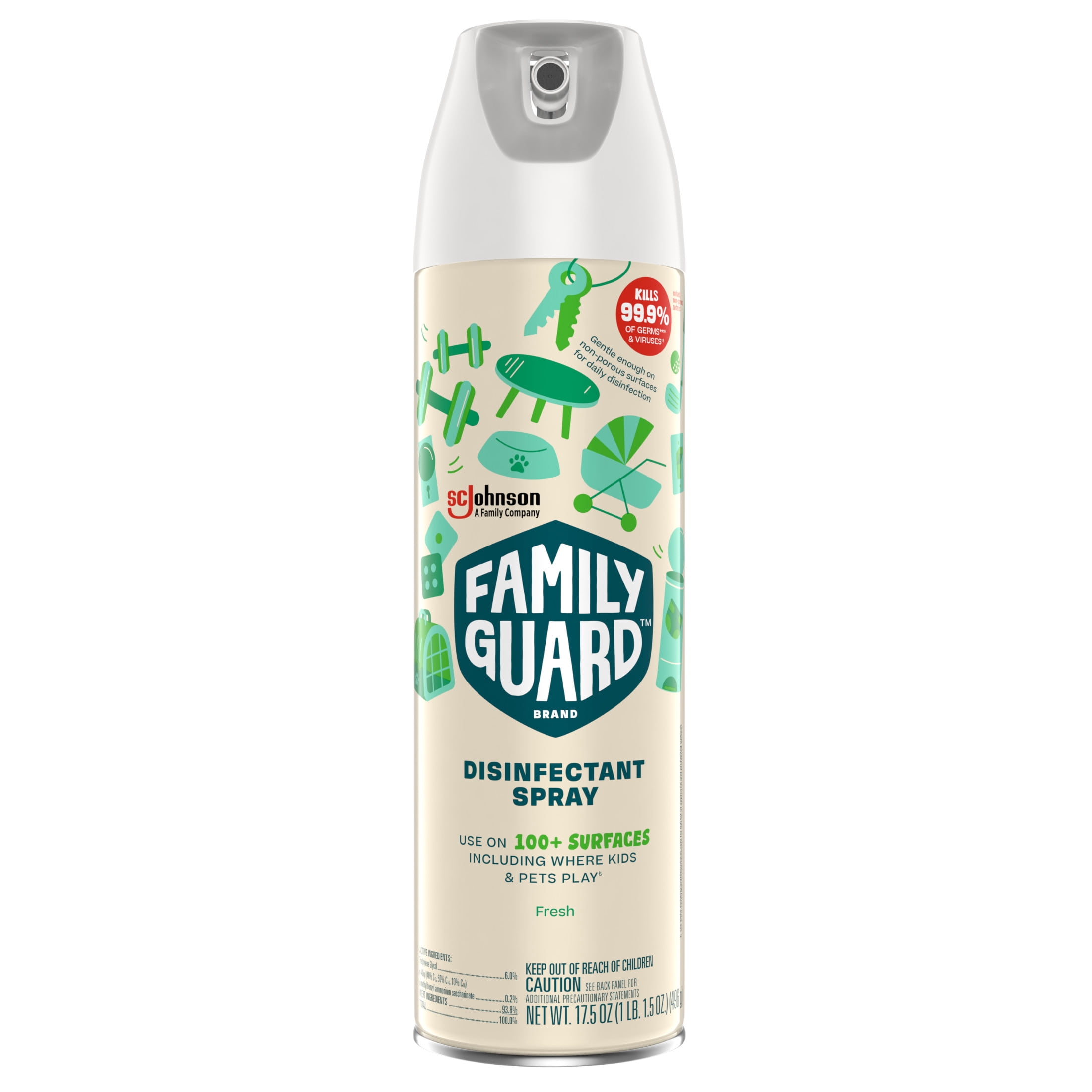FamilyGuard Disinfectant Spray, Fresh Scent, Multi-Surface Household Cleaner (17.5 oz) ym9zx