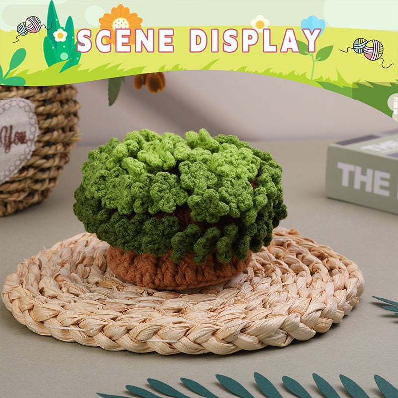 DIYCT Beginner Crochet Kit, Green Plant Coaster Craft Set with Step-by-Step Video Tutorials (Green, 1 Set) imogs