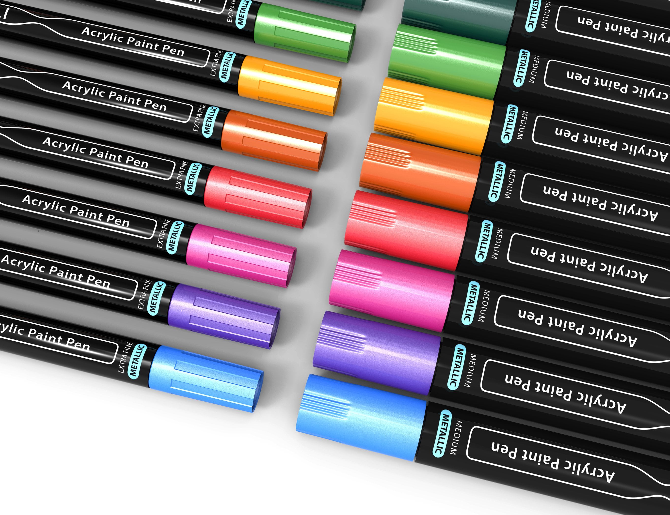 TOOLI-ART Metallic Acrylic Paint Pens Marker Set (Multi-Color, 24 Count) g6d6c