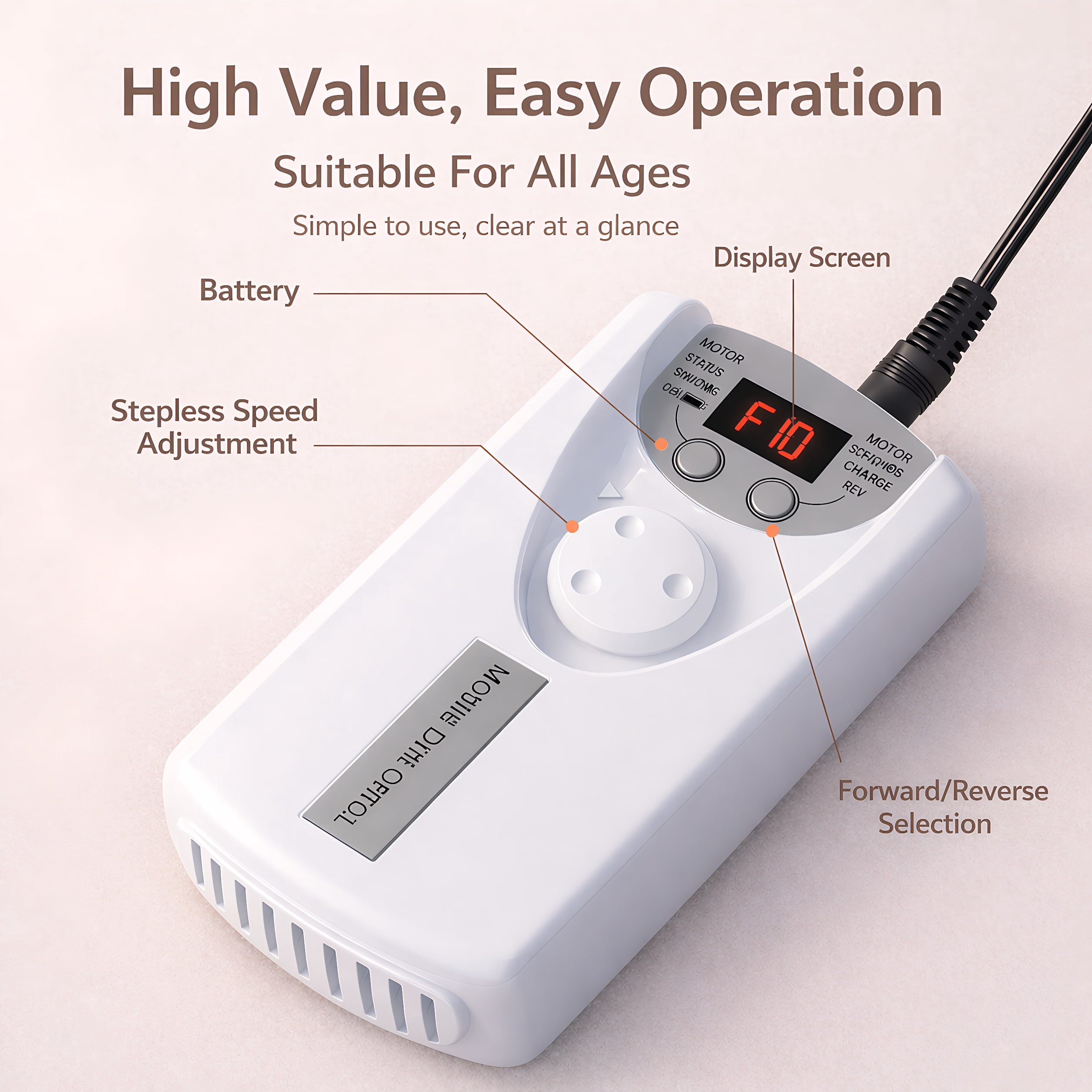 STARBIAO Electric Nail Drill Kit 40000 RPM, Rechargeable Cordless E-File for Acrylic and Gel Nails (White, 1 Kit) bmanj