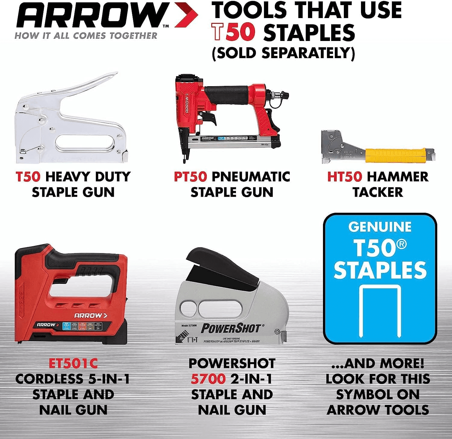 Arrow T50 Heavy-Duty Steel Staples (1/2 in, 5,000 Pack) 3sndq