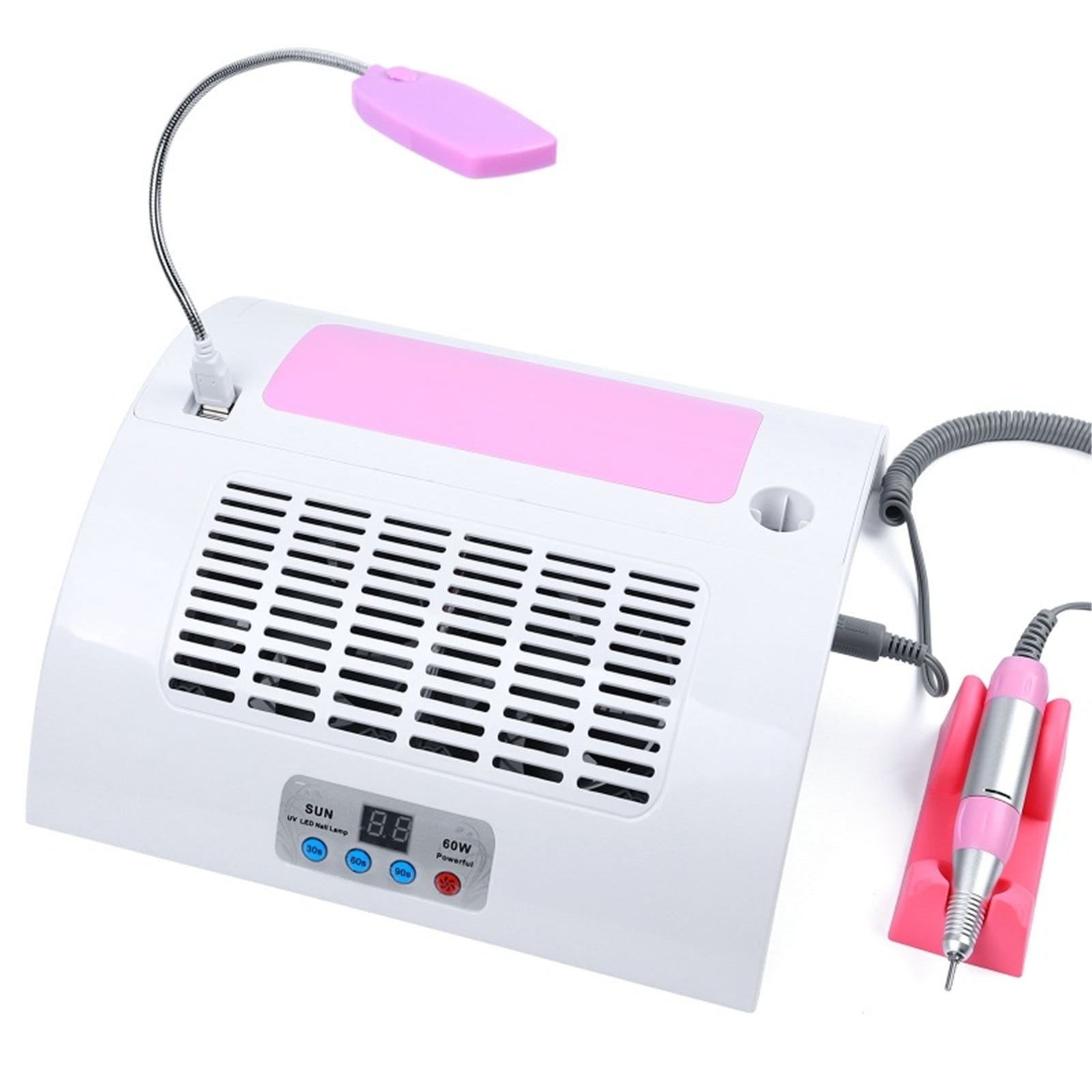 Momo Multifunctional Nail Manicure Station with UV LED Lamp, Electric Drill, and Dust Collector (White, 1 Unit) 6at82