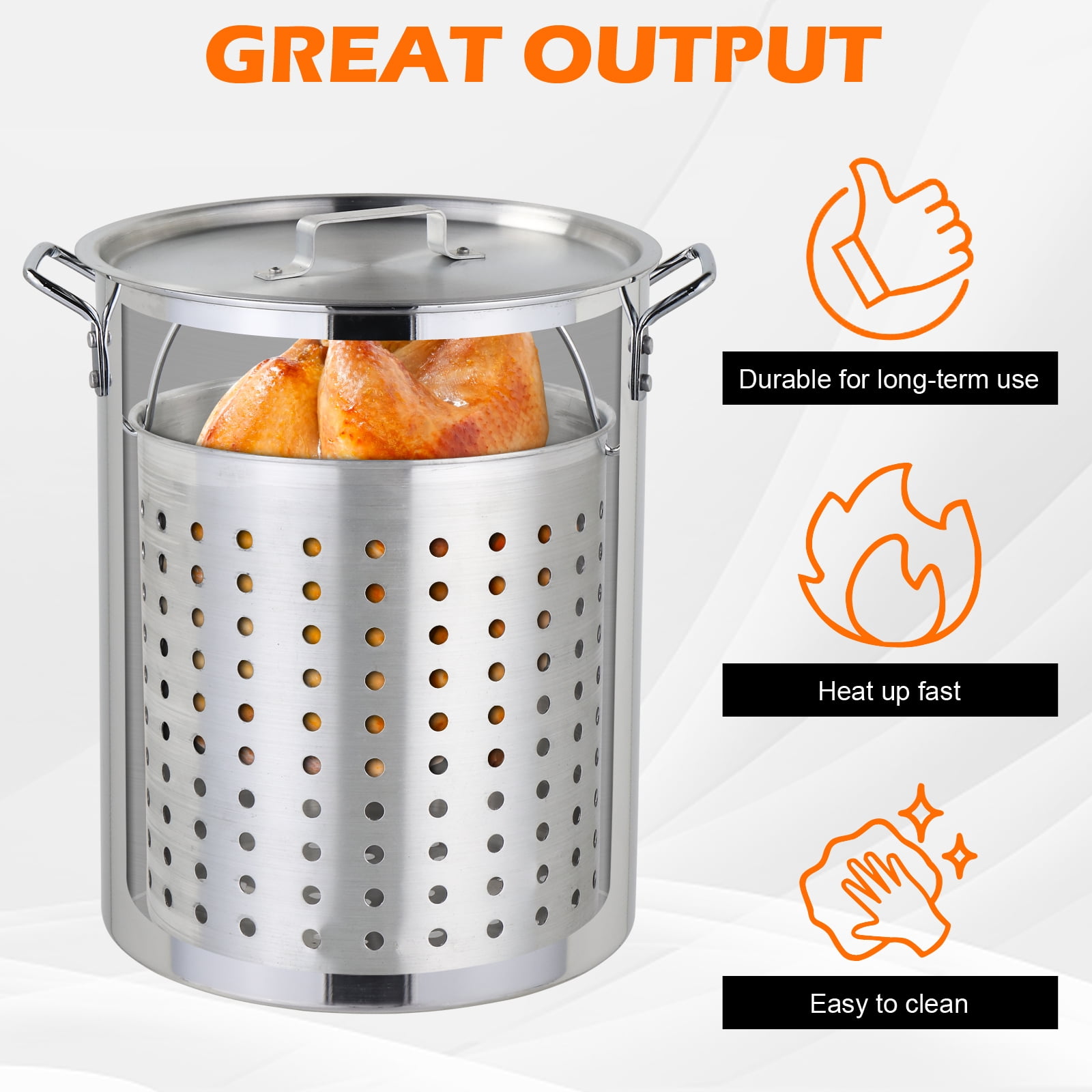 BAYUELSWU 30QT Turkey Deep Fryer Pot Set with 55,000BTU Propane Stove and Basket (Silver, 30 qt) wv0mp